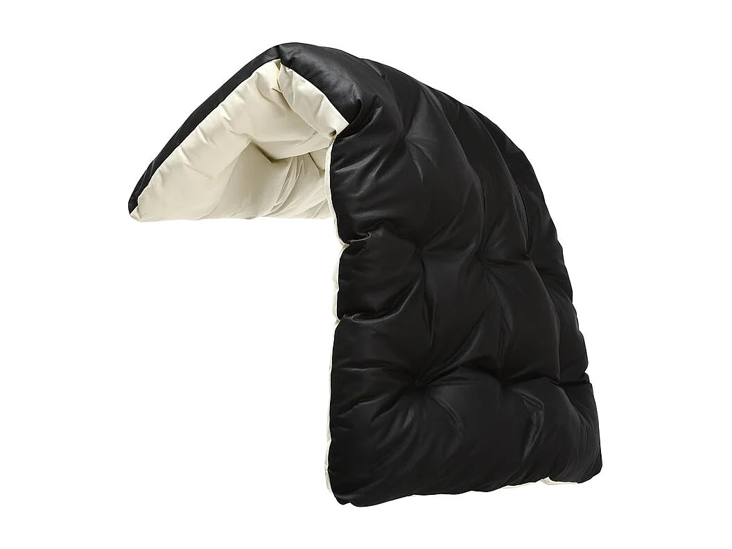 Weerbestendige fauteuil voor buiten - Stalen frame met gewatteerde zitting - Waterdichte, uv-bestendige en vlekbestendige lederen stof - Zwart