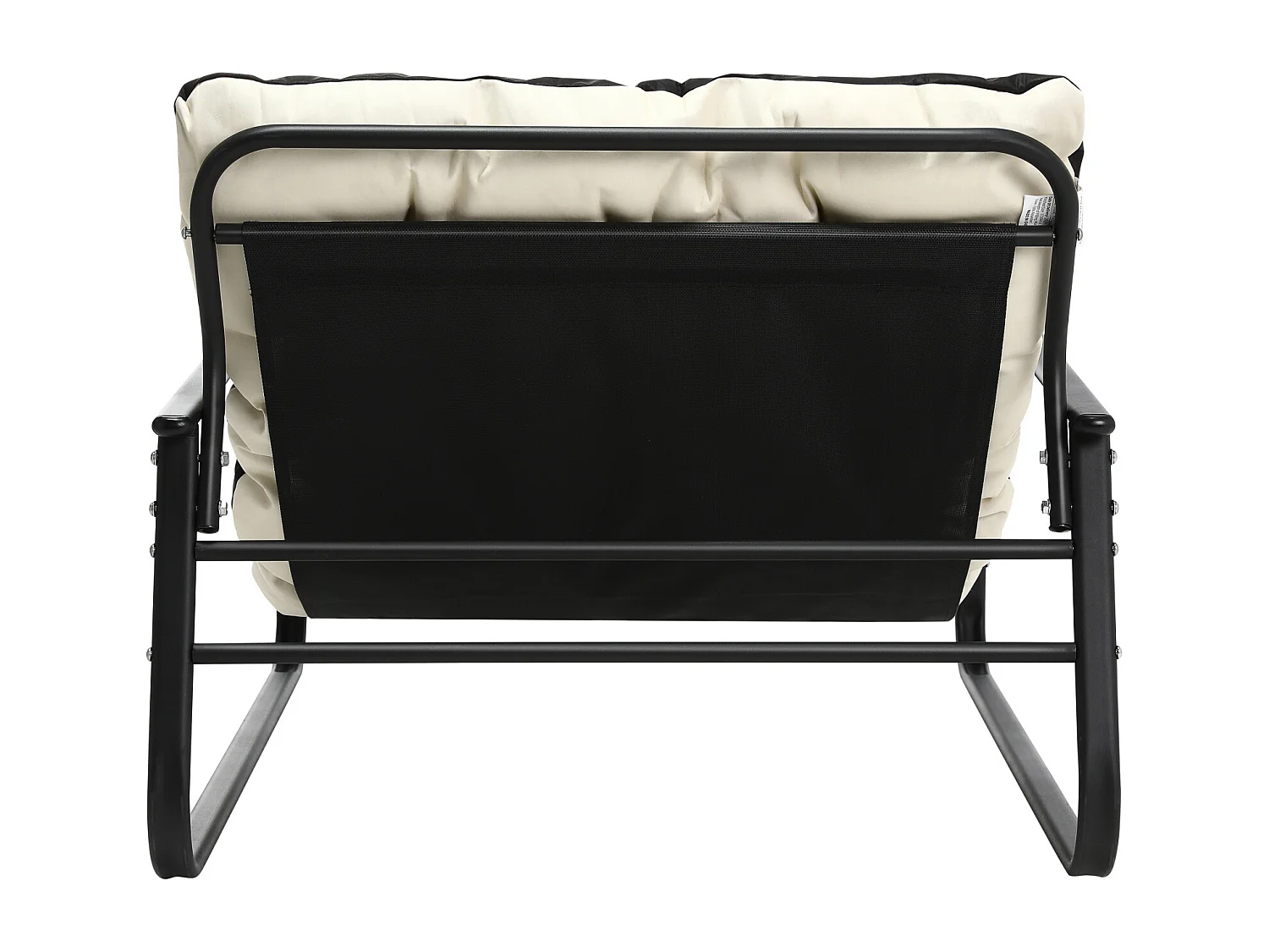 Weerbestendige fauteuil voor buiten - Stalen frame met gewatteerde zitting - Waterdichte, uv-bestendige en vlekbestendige lederen stof - Zwart