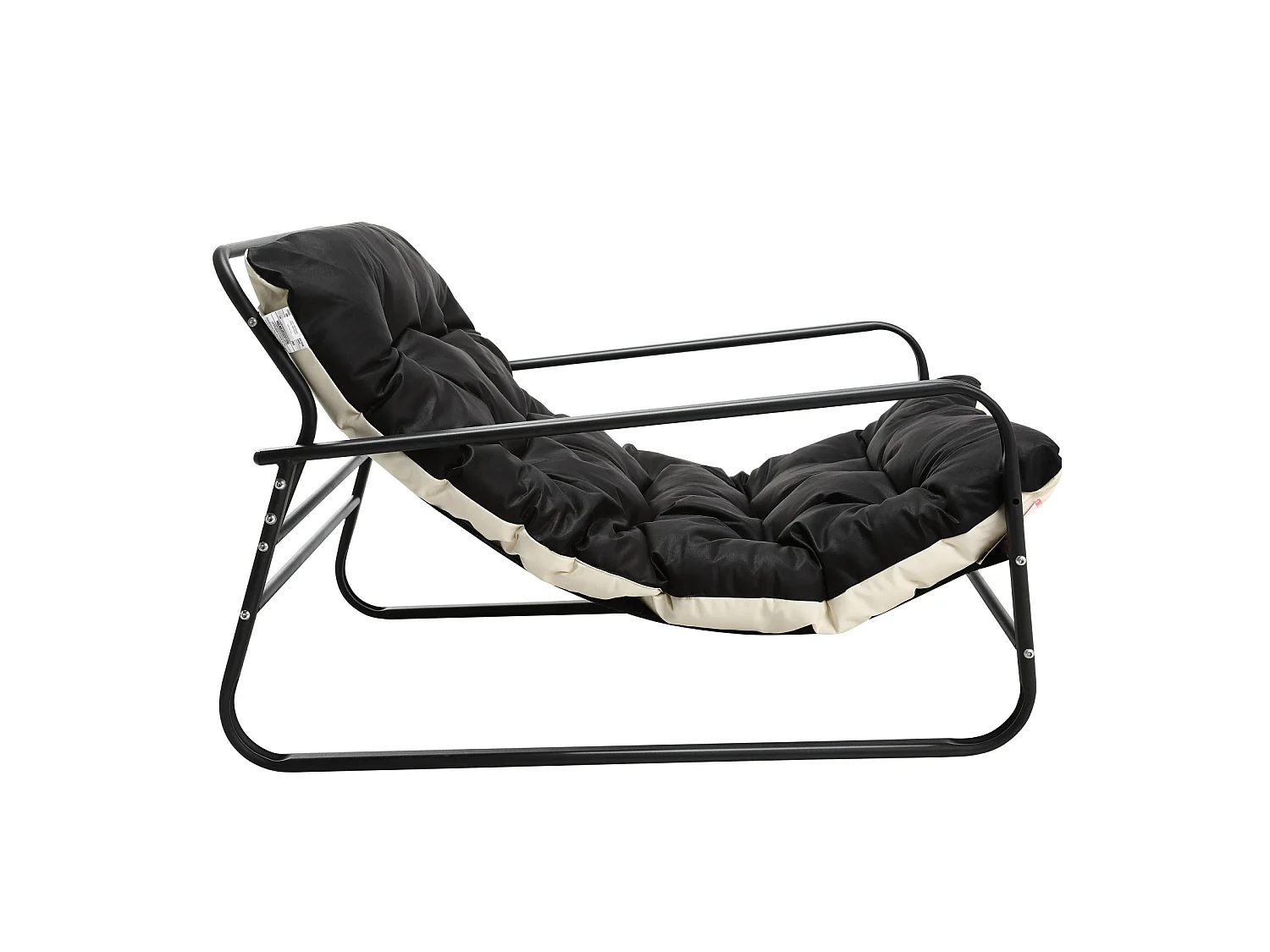 Fauteuil d'extérieur résistant aux intempéries - Structure acier et assise rembourrée - Tissu Leathaire imperméable, anti-UV et anti-taches - noir