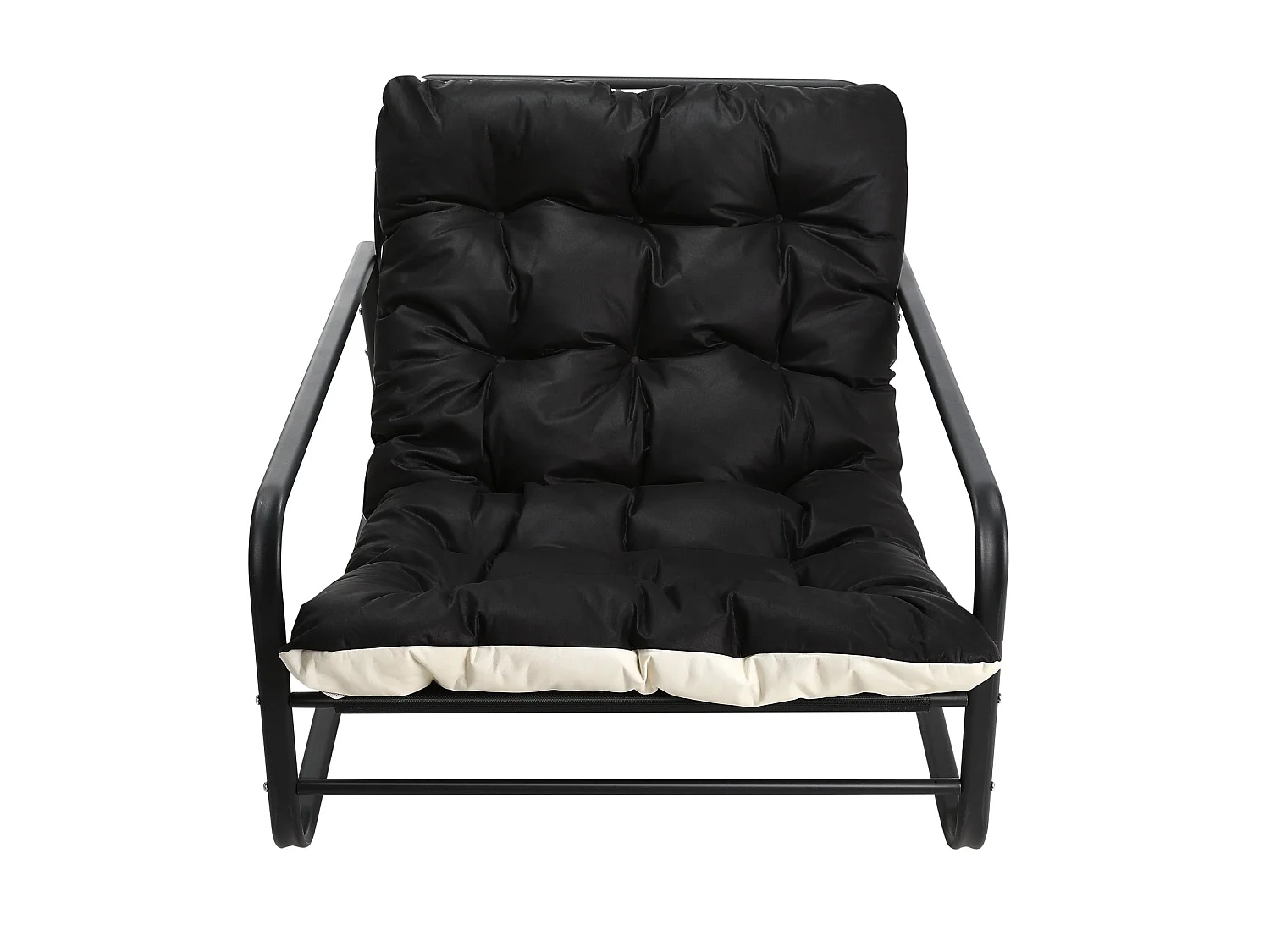 Fauteuil d'extérieur résistant aux intempéries - Structure acier et assise rembourrée - Tissu Leathaire imperméable, anti-UV et anti-taches - noir
