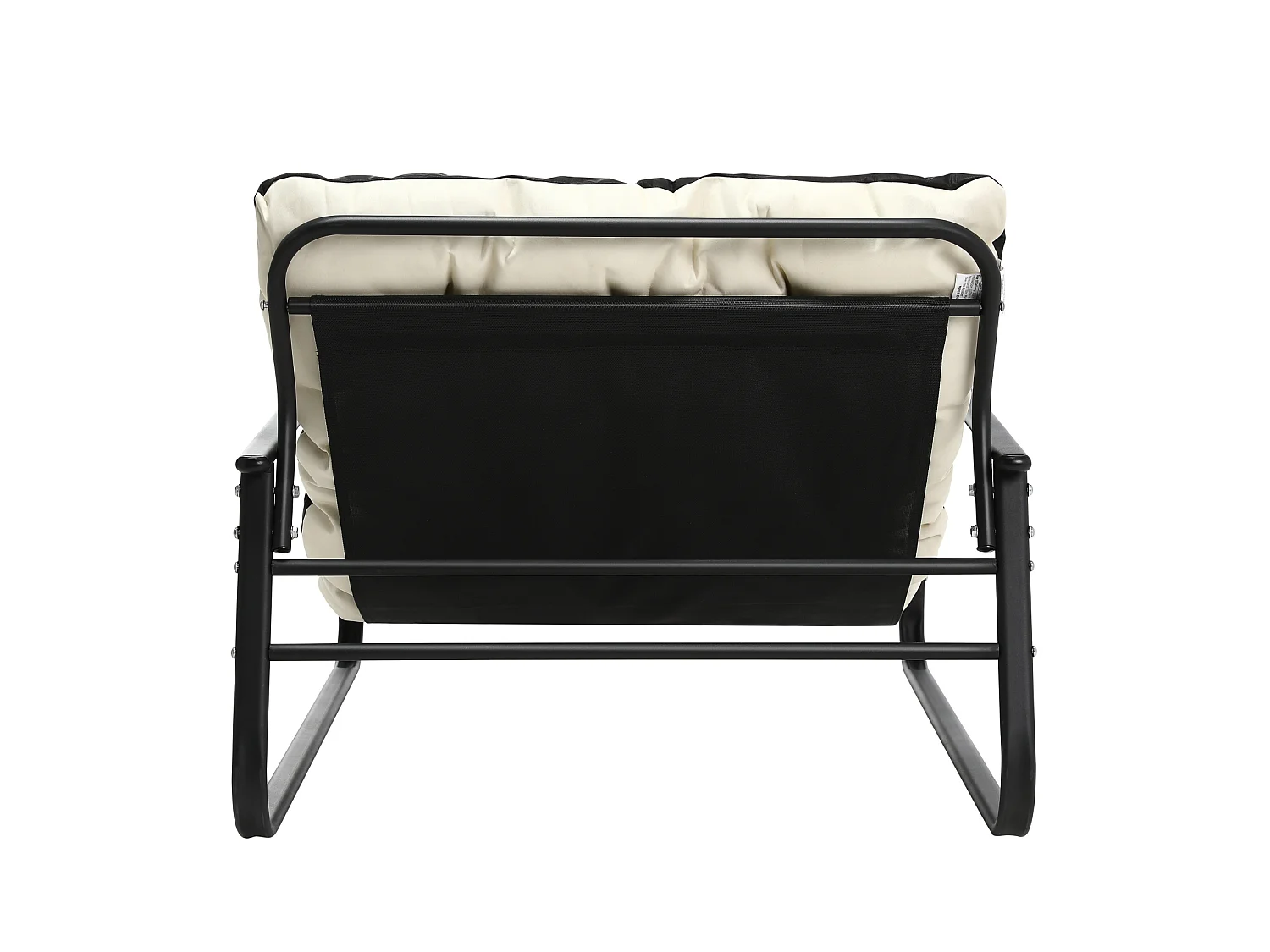 Fauteuil d'extérieur résistant aux intempéries - Structure acier et assise rembourrée - Tissu Leathaire imperméable, anti-UV et anti-taches - noir