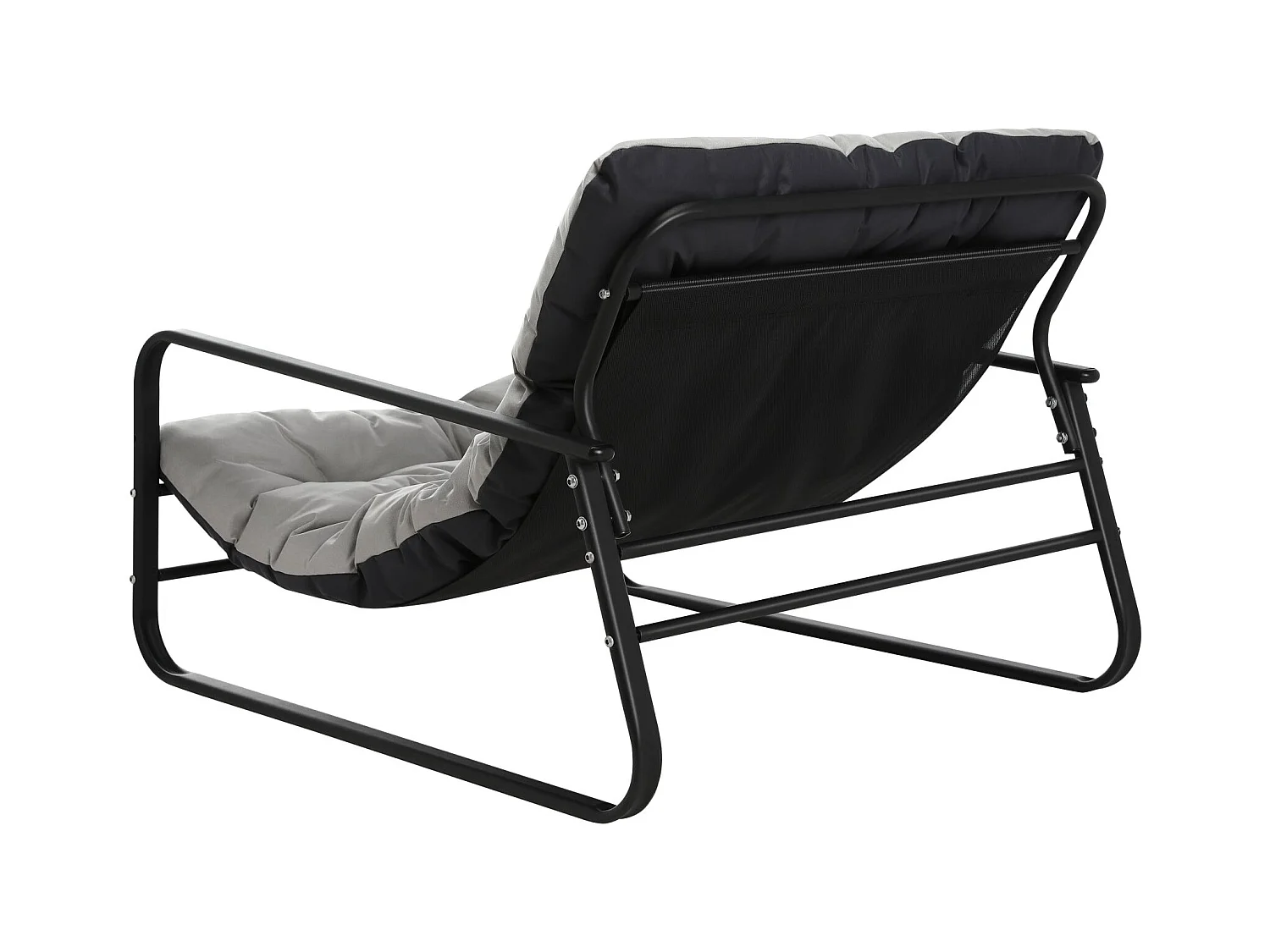 Fauteuil d'extérieur résistant aux intempéries - Structure acier et assise rembourrée - Tissu Leathaire imperméable, anti-UV et anti-taches - Gris