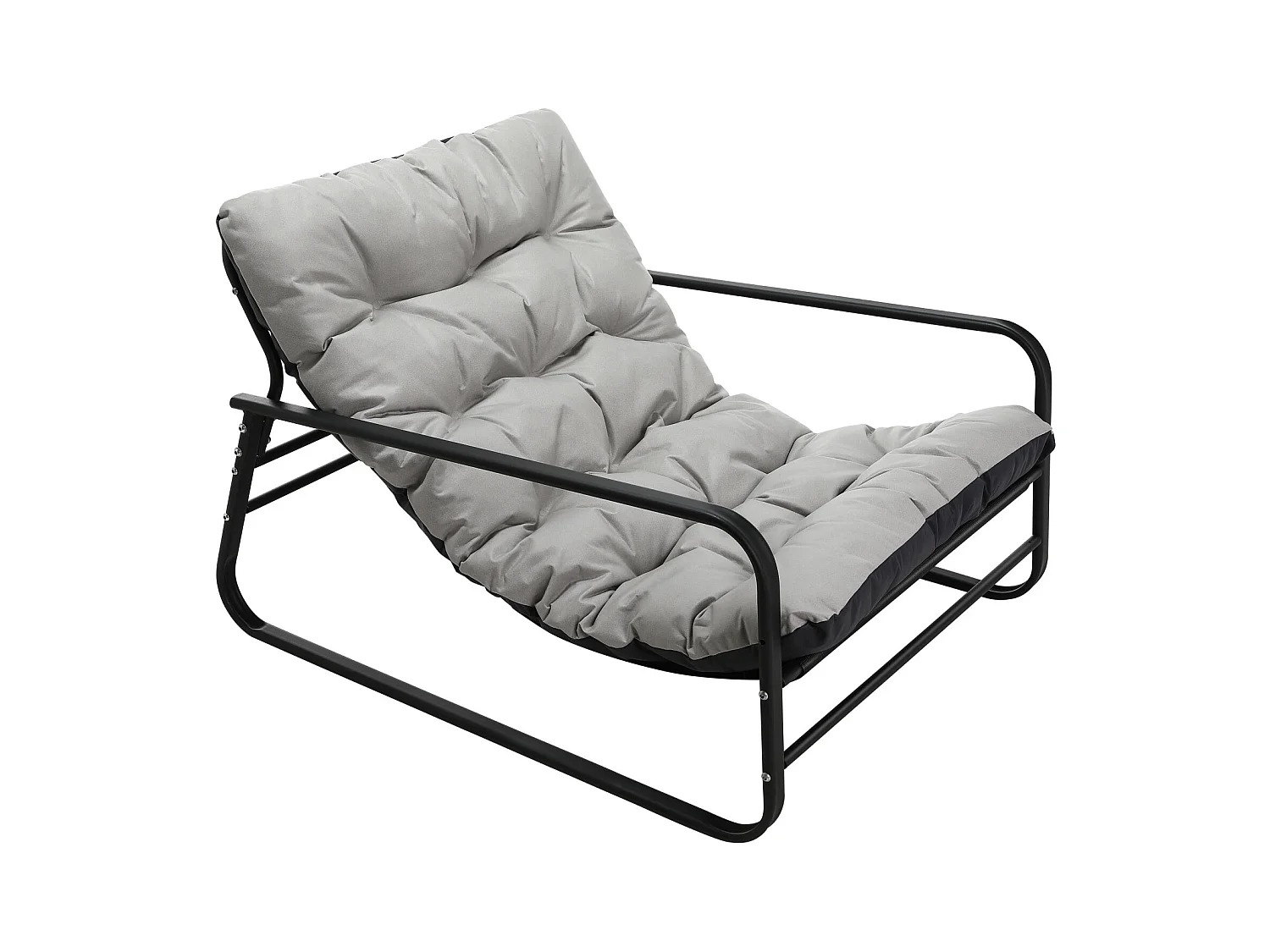 Fauteuil d'extérieur résistant aux intempéries - Structure acier et assise rembourrée - Tissu Leathaire imperméable, anti-UV et anti-taches - Gris