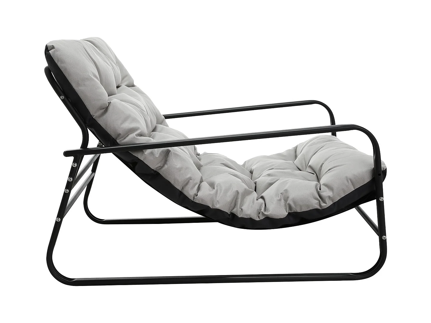 Fauteuil d'extérieur résistant aux intempéries - Structure acier et assise rembourrée - Tissu Leathaire imperméable, anti-UV et anti-taches - Gris