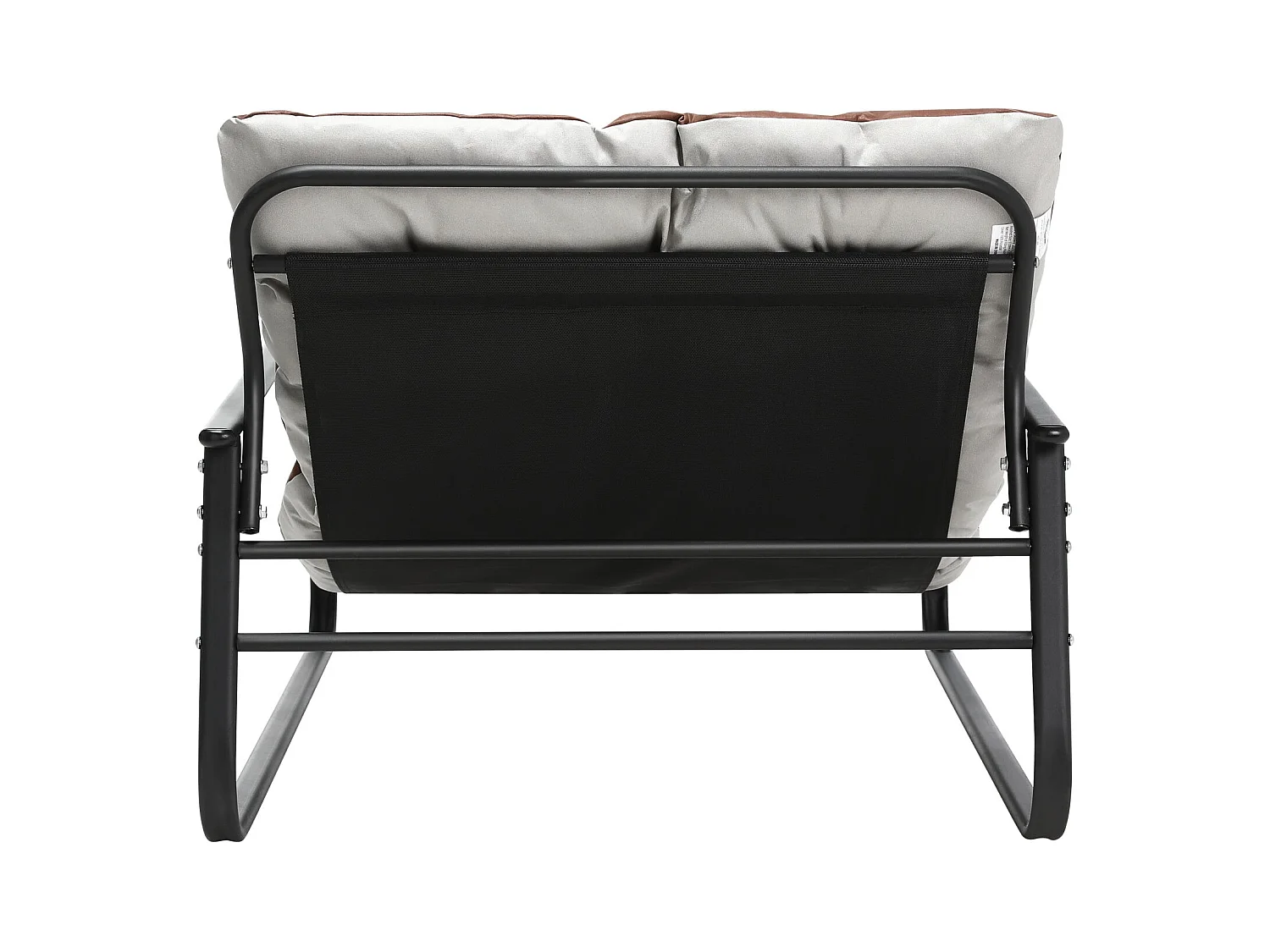 Fauteuil d'extérieur résistant aux intempéries - Structure acier et assise rembourrée - Tissu Leathaire imperméable, anti-UV et anti-taches - Gris