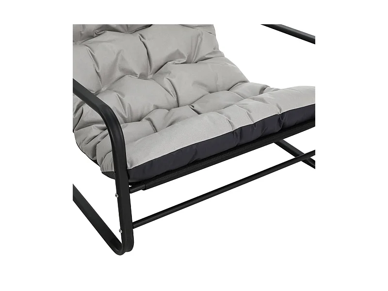 Fauteuil d'extérieur résistant aux intempéries - Structure acier et assise rembourrée - Tissu Leathaire imperméable, anti-UV et anti-taches - Gris