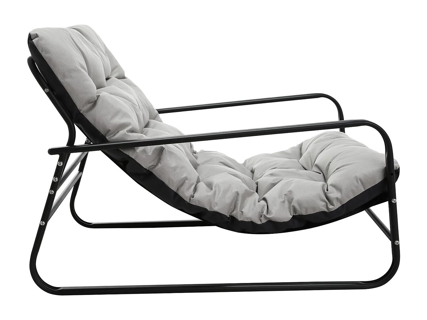 Weerbestendige fauteuil voor buiten - Stalen frame met gewatteerde zitting - Waterdichte, uv-bestendige en vlekbestendige lederen stof - Grijs