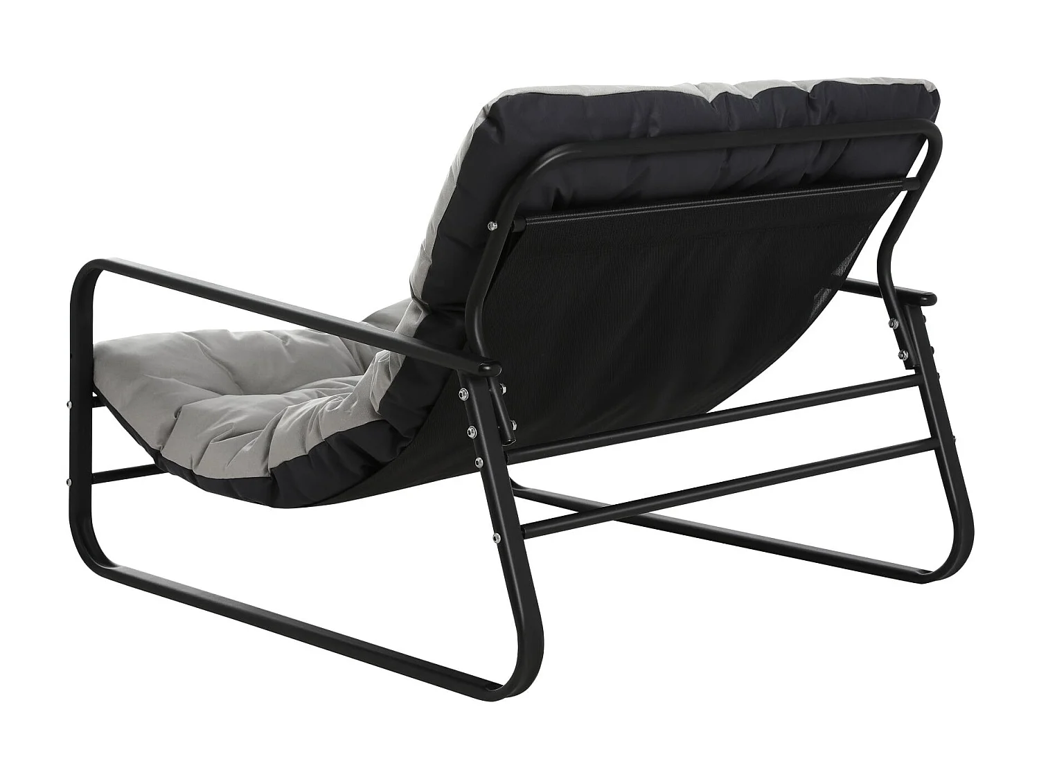 Weerbestendige fauteuil voor buiten - Stalen frame met gewatteerde zitting - Waterdichte, uv-bestendige en vlekbestendige lederen stof - Grijs