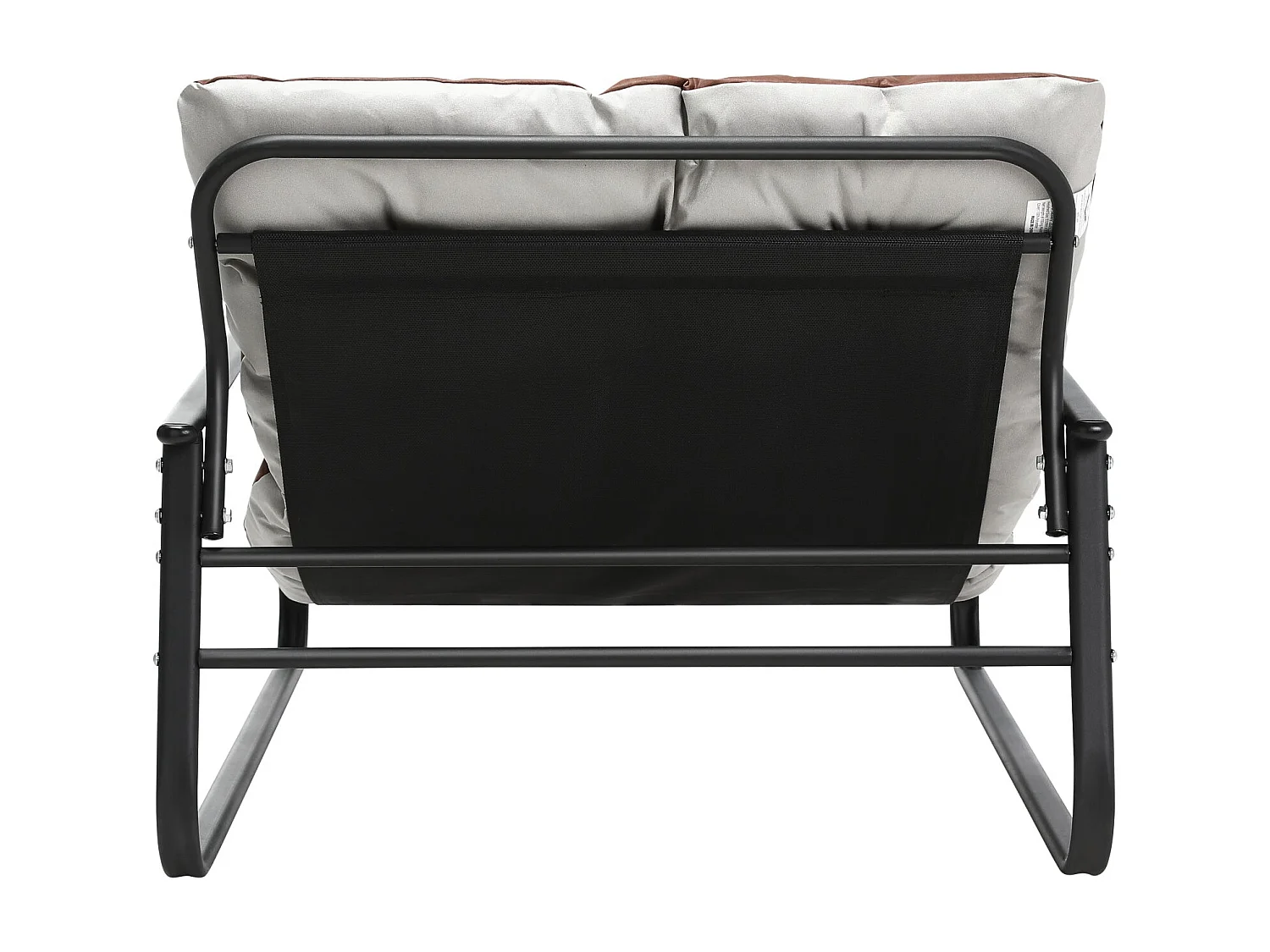 Weerbestendige fauteuil voor buiten - Stalen frame met gewatteerde zitting - Waterdichte, uv-bestendige en vlekbestendige lederen stof - Grijs