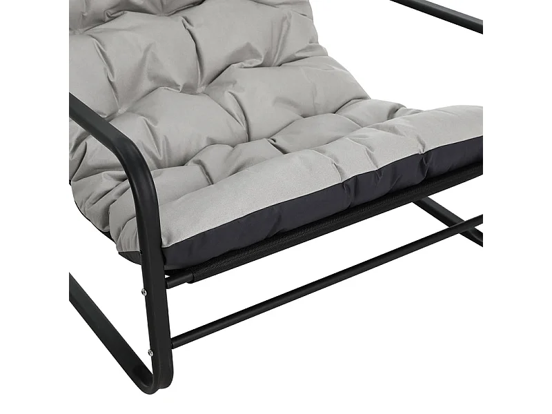 Weerbestendige fauteuil voor buiten - Stalen frame met gewatteerde zitting - Waterdichte, uv-bestendige en vlekbestendige lederen stof - Grijs