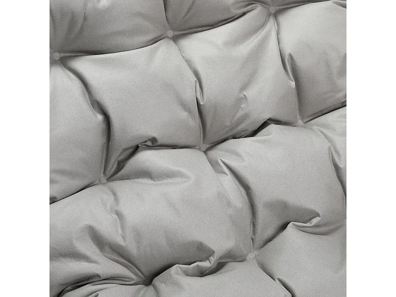 Weerbestendige fauteuil voor buiten - Stalen frame met gewatteerde zitting - Waterdichte, uv-bestendige en vlekbestendige lederen stof - Grijs