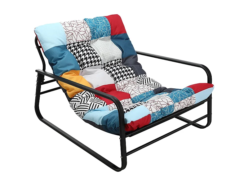 Sillón de exterior resistente a las inclemencias - Estructura de acero tubular con asiento acolchado - Sillón reclinable - Diseño multicolor en tela de yute