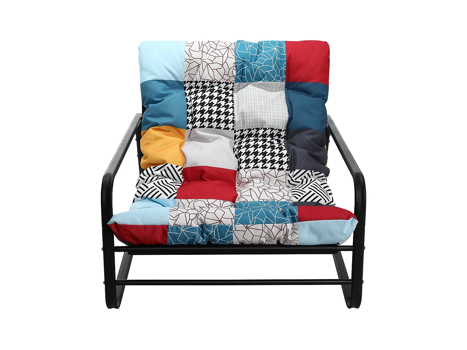 Sillón de exterior resistente a las inclemencias - Estructura de acero tubular con asiento acolchado - Sillón reclinable - Diseño multicolor en tela de yute