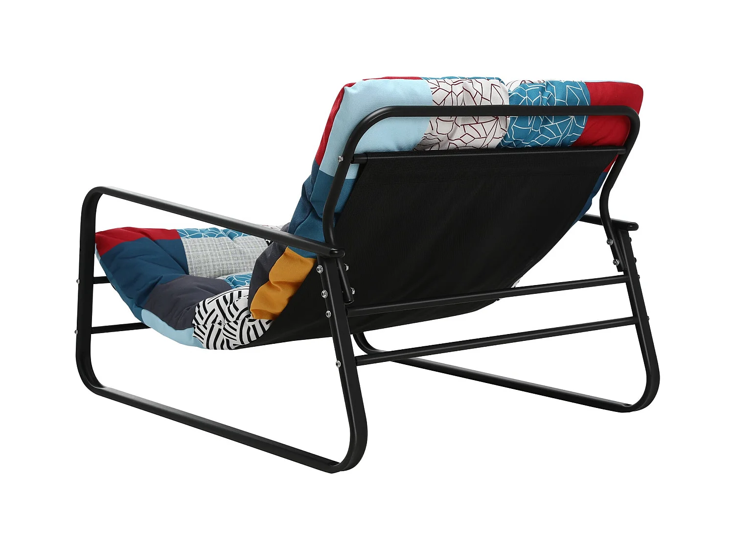 Sillón de exterior resistente a las inclemencias - Estructura de acero tubular con asiento acolchado - Sillón reclinable - Diseño multicolor en tela de yute