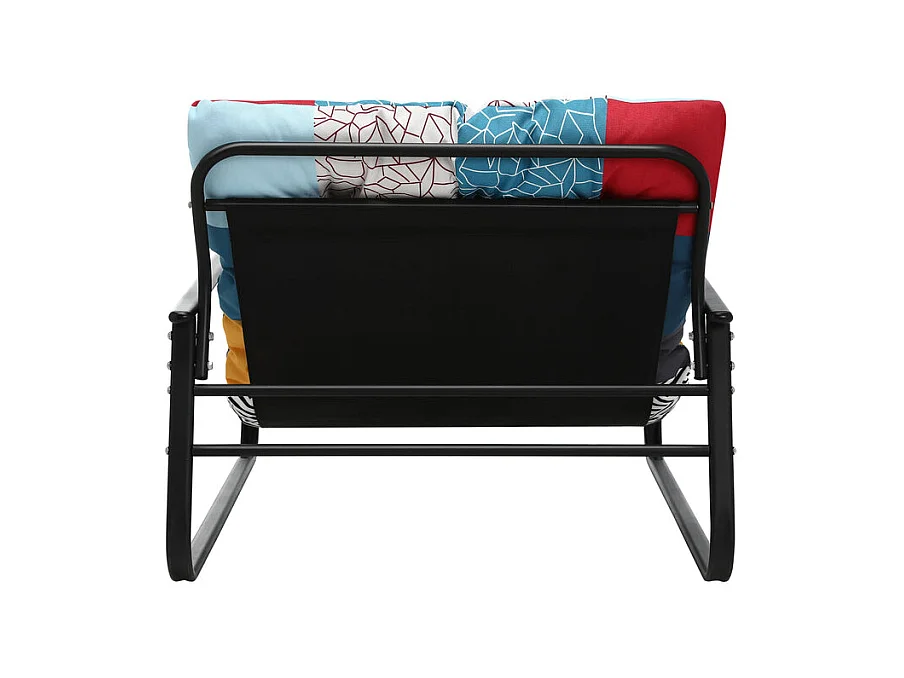 Sillón de exterior resistente a las inclemencias - Estructura de acero tubular con asiento acolchado - Sillón reclinable - Diseño multicolor en tela de yute