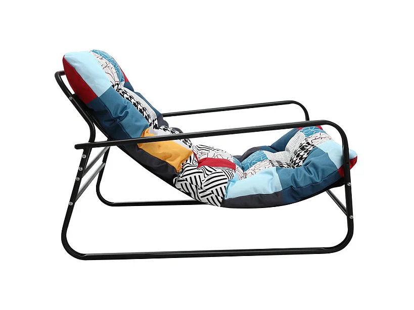 Sillón de exterior resistente a las inclemencias - Estructura de acero tubular con asiento acolchado - Sillón reclinable - Diseño multicolor en tela de yute