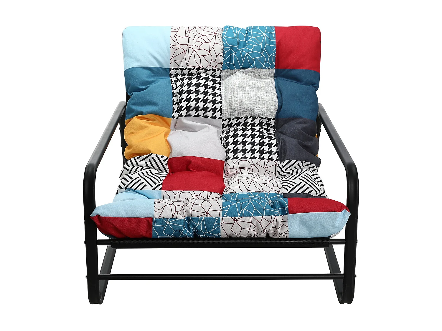 Weerbestendige ligstoel voor buiten - Buisvormig stalen frame met gevoerde zitting - Ligstoel - Meerkleurig jute stofontwerp