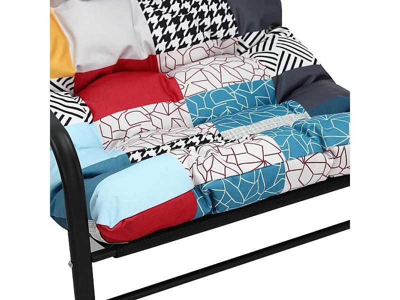 Weerbestendige ligstoel voor buiten - Buisvormig stalen frame met gevoerde zitting - Ligstoel - Meerkleurig jute stofontwerp