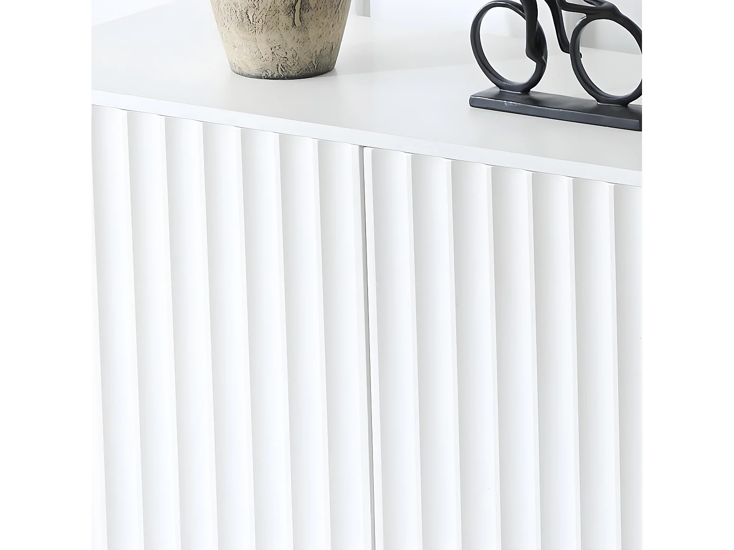 Buffet moderne 150x40x79cm - avec 2 portes et 3 tiroirs- Blanc