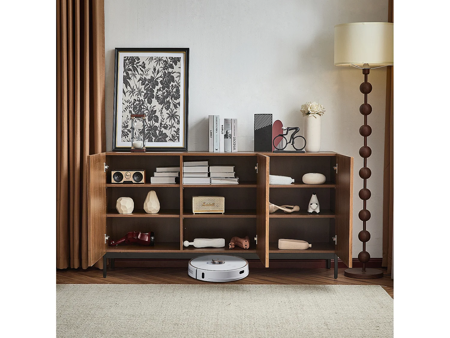 Moderne Anrichte 150×40×80 cm - mit 3 Türen - braun