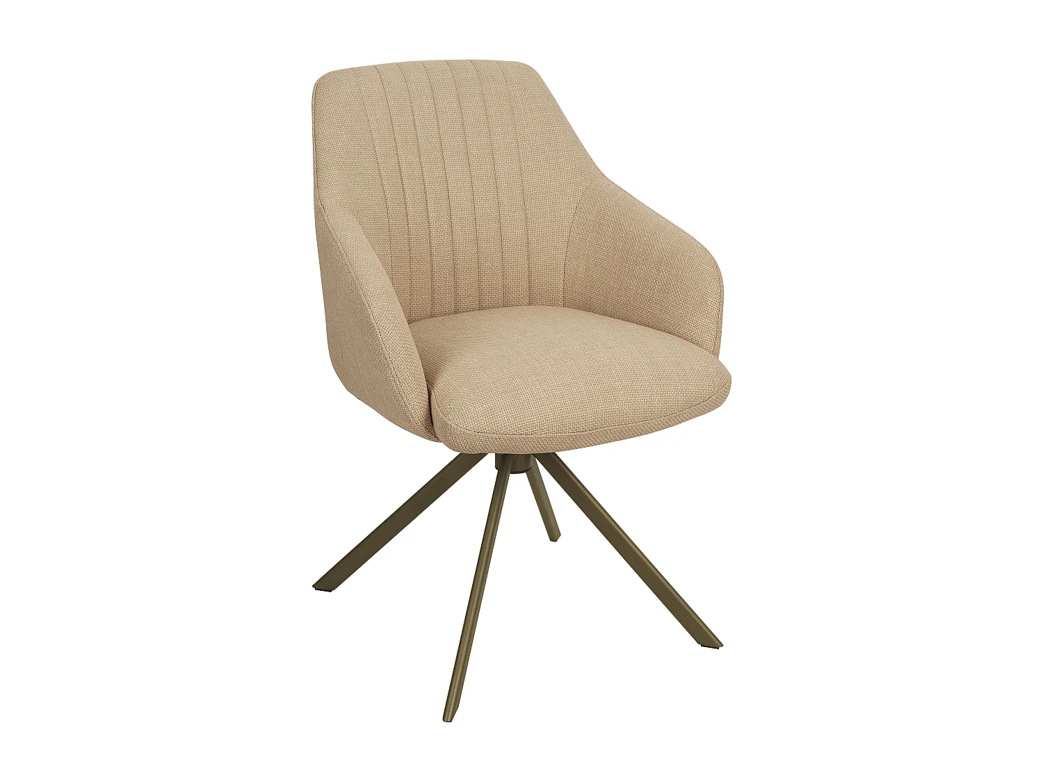 Lot de 2 chaises pivotantes avec accoudoirs en tissu texturé et métal bronze - Beige - TIVONA