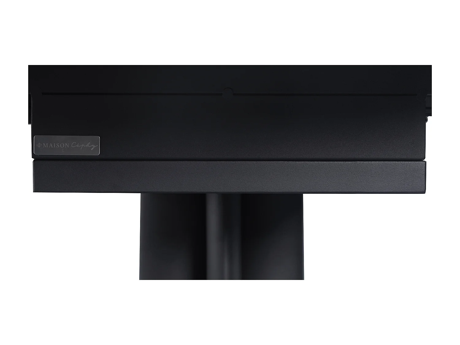 Table à manger extensible 4 à 6 personnes en céramique, MDF et métal - Effet marbre blanc et anthracite - ZALYRA