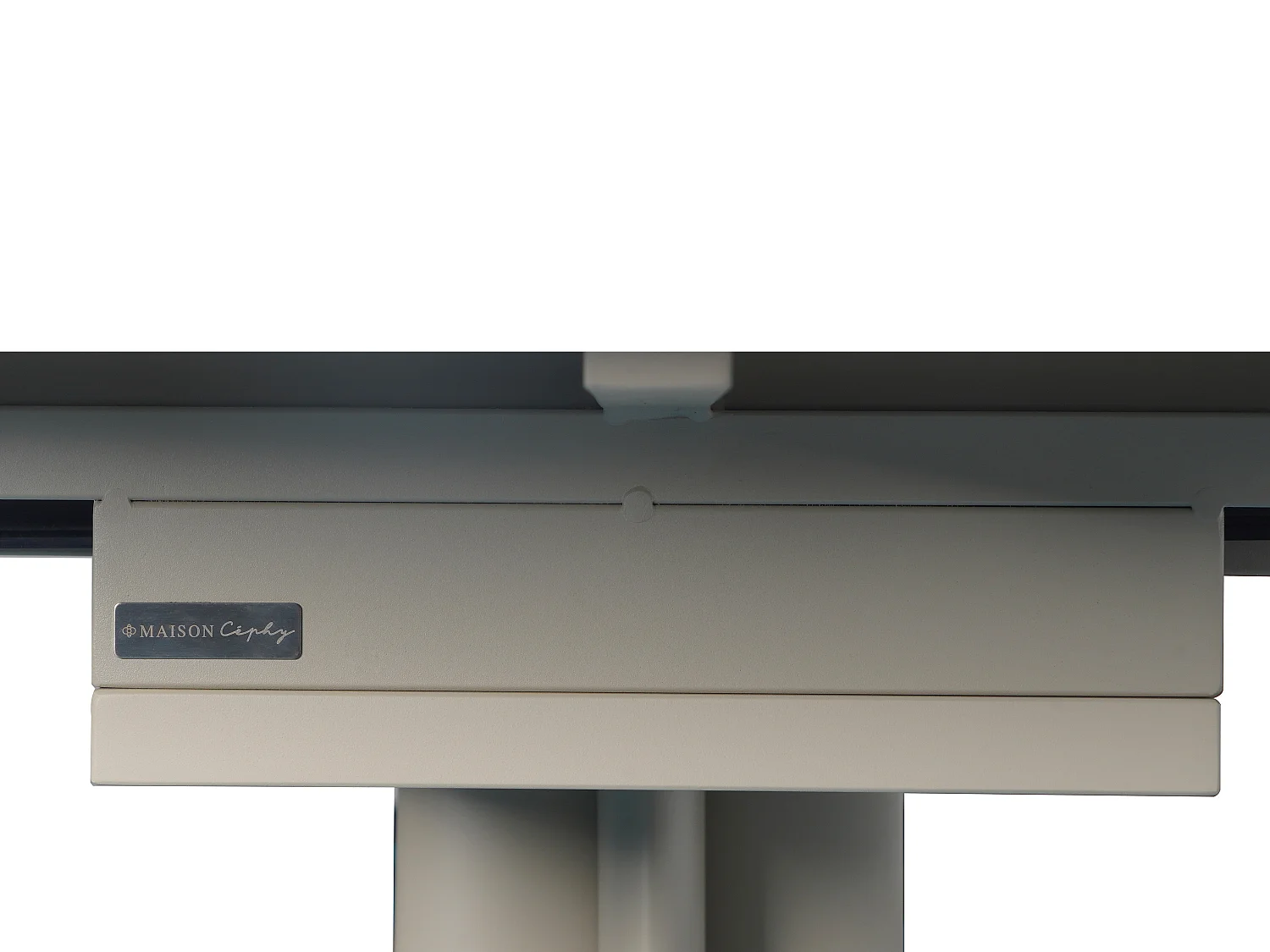 Table à manger extensible 4 à 6 personnes en céramique, MDF et métal - Effet marbre blanc et beige - ZALYRA