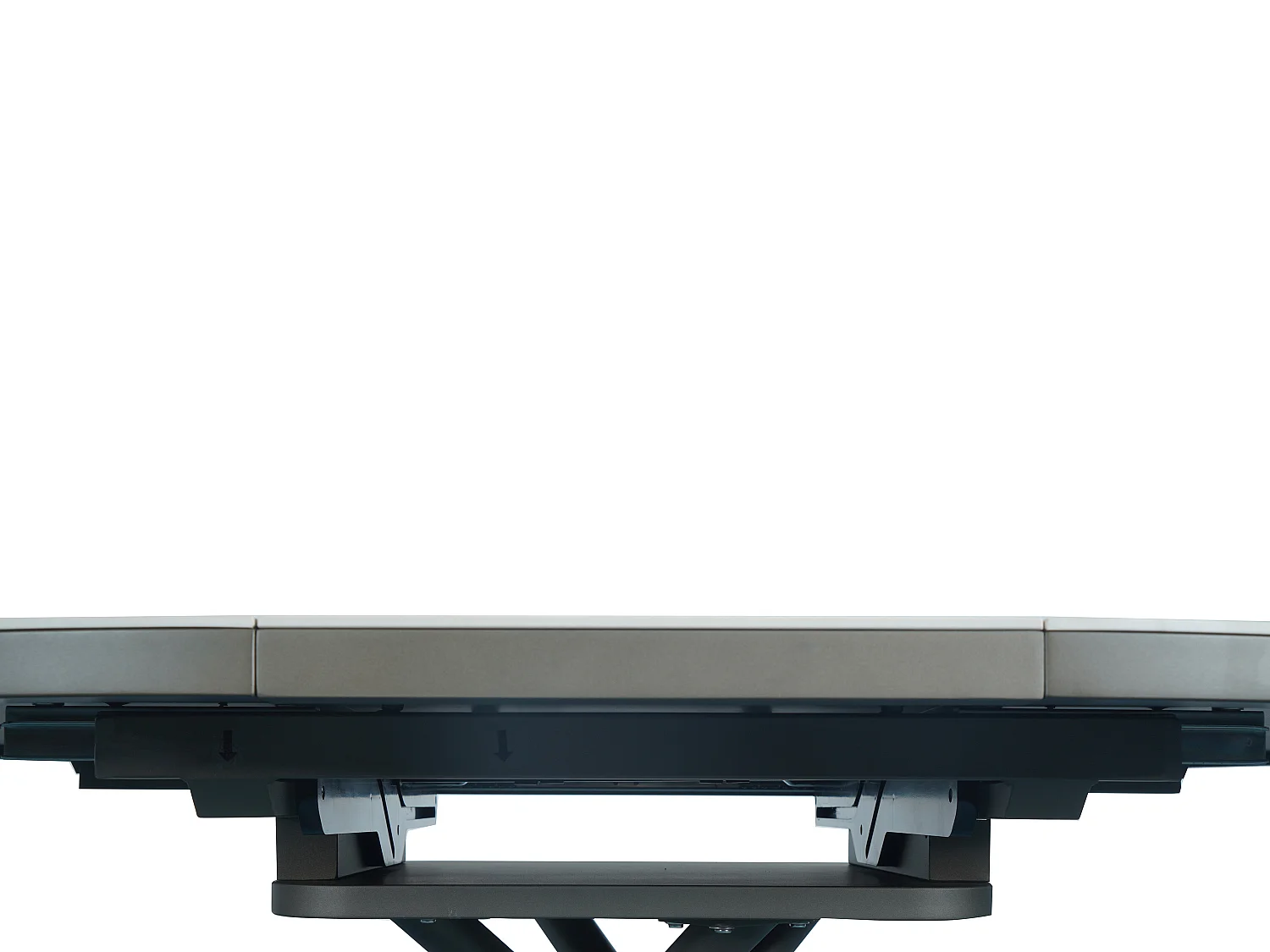 Table à manger extensible 4 à 6 personnes en céramique, MDF et métal - Effet marbre blanc et bronze - FEROLA