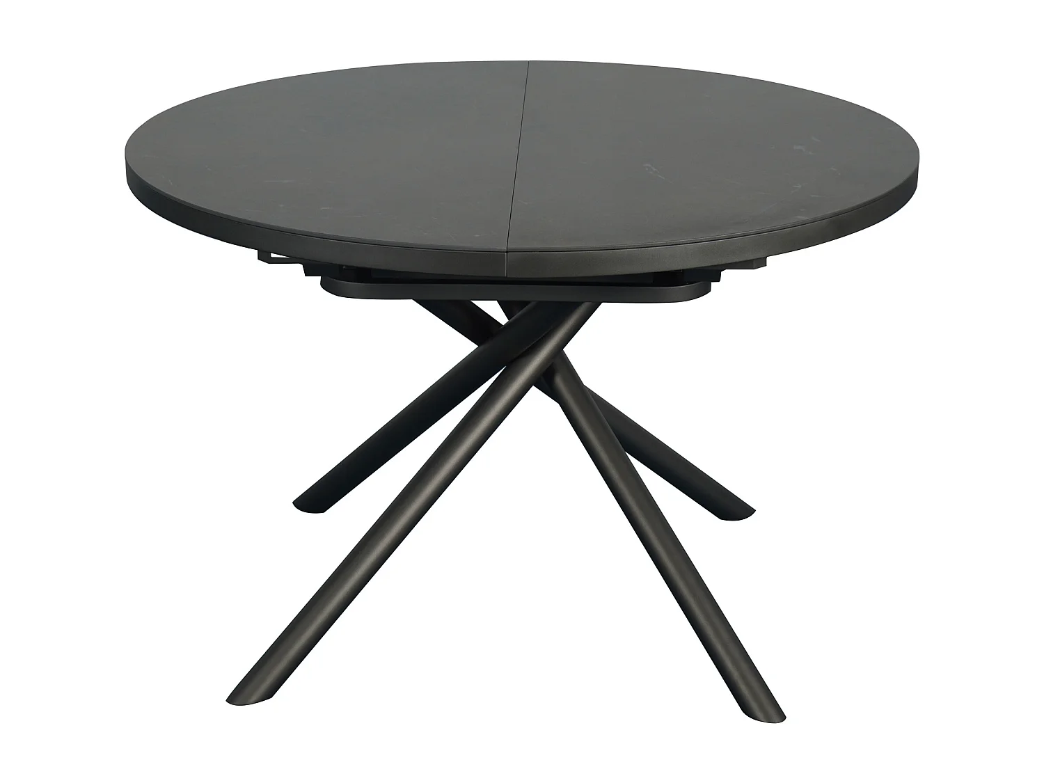 Table à manger extensible 4 à 6 personnes en céramique, MDF et métal - Effet marbre marron et gris - FEROLA