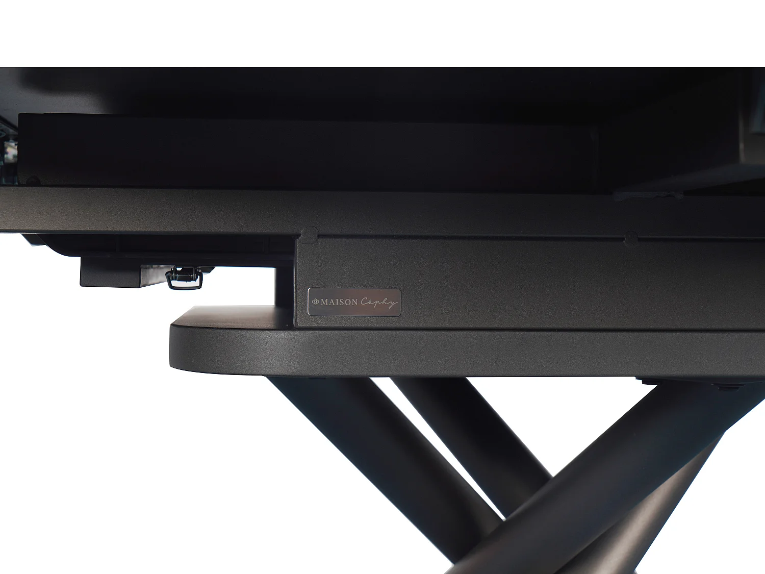 Table à manger extensible 4 à 6 personnes en céramique, MDF et métal - Effet marbre marron et gris - FEROLA