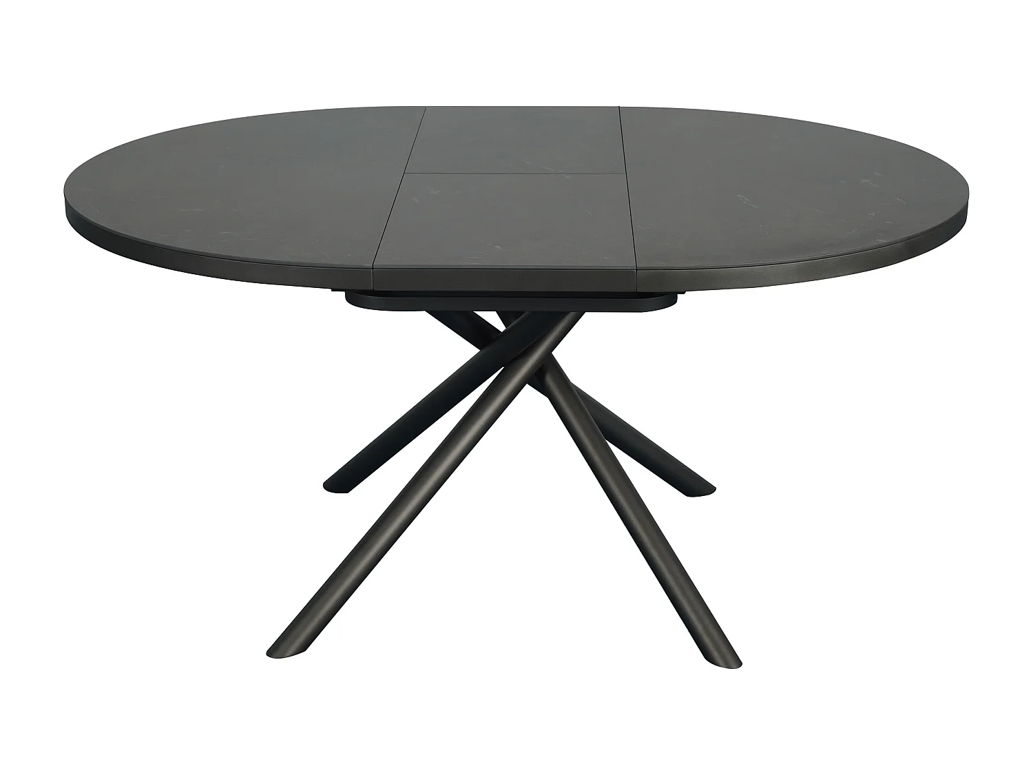 Table à manger extensible 4 à 6 personnes en céramique, MDF et métal - Effet marbre marron et gris - FEROLA