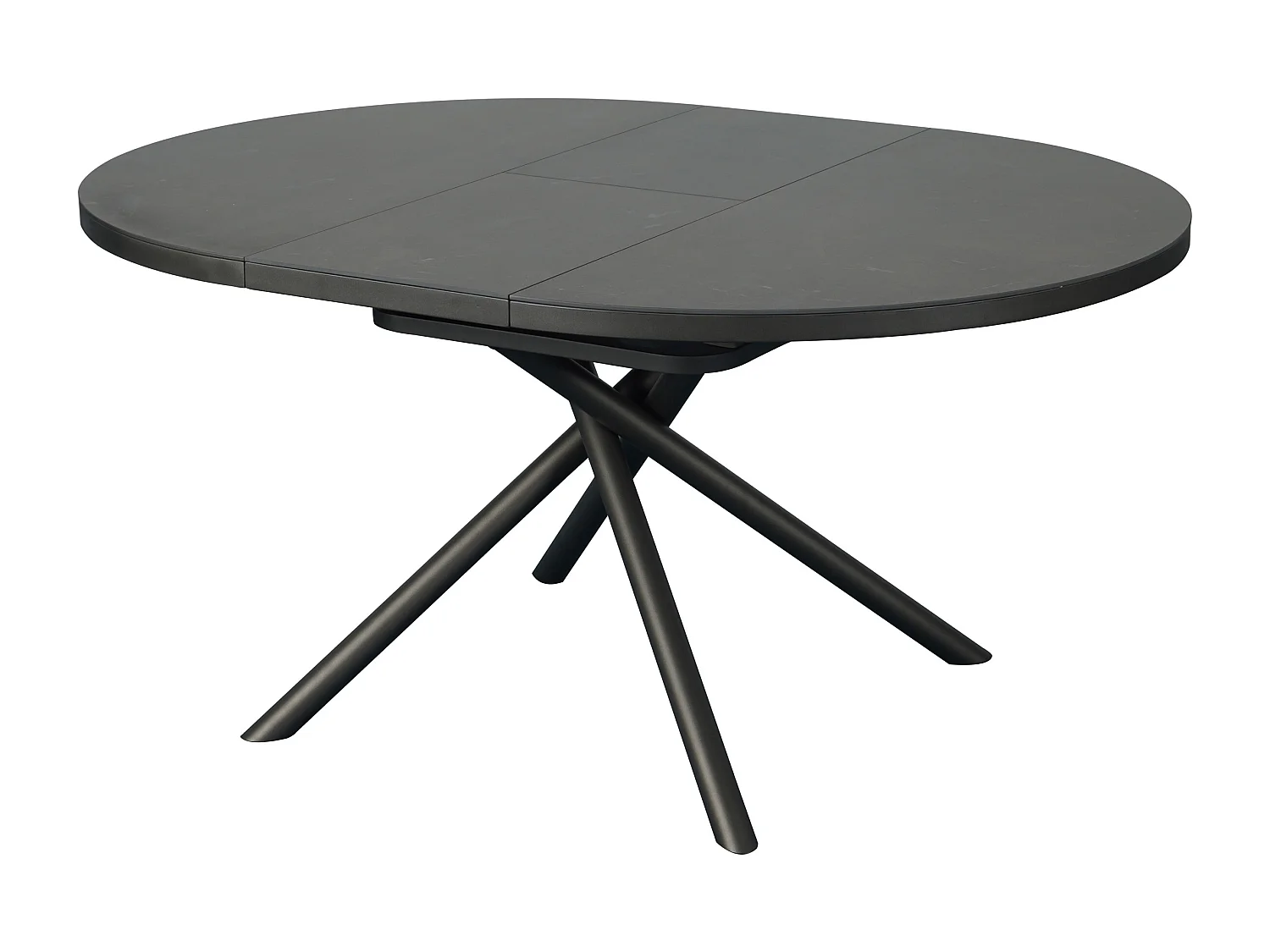 Table à manger extensible 4 à 6 personnes en céramique, MDF et métal - Effet marbre marron et gris - FEROLA