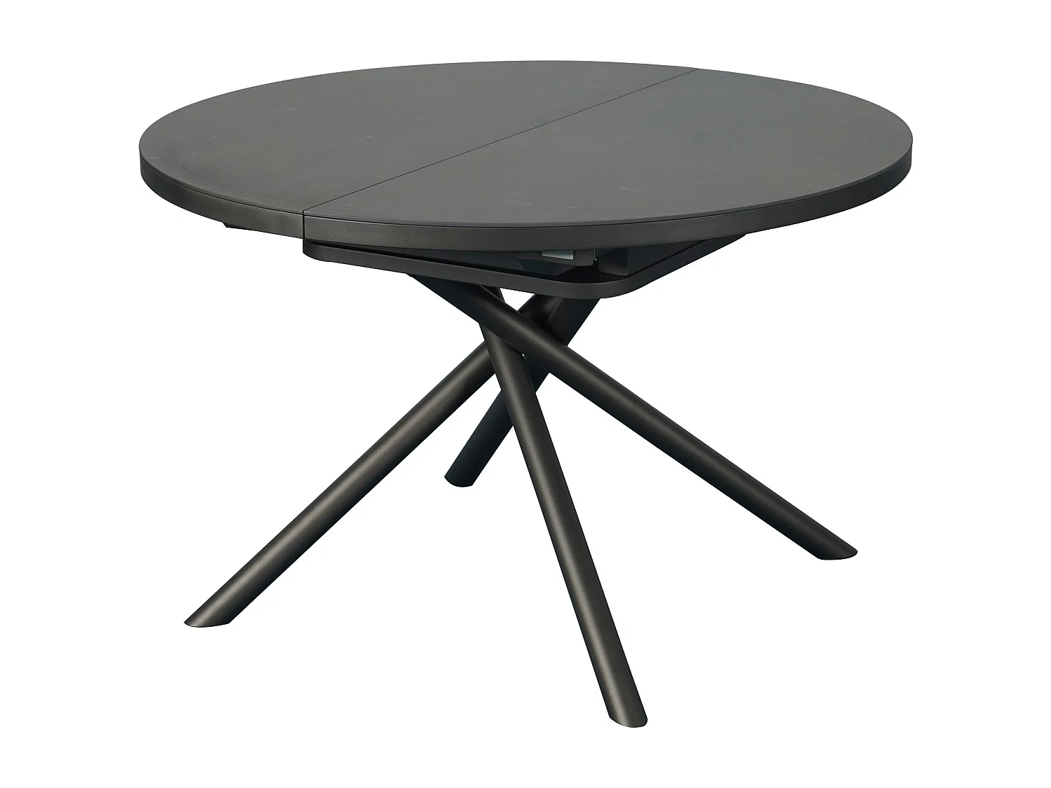 Table à manger extensible 4 à 6 personnes en céramique, MDF et métal - Effet marbre marron et gris - FEROLA