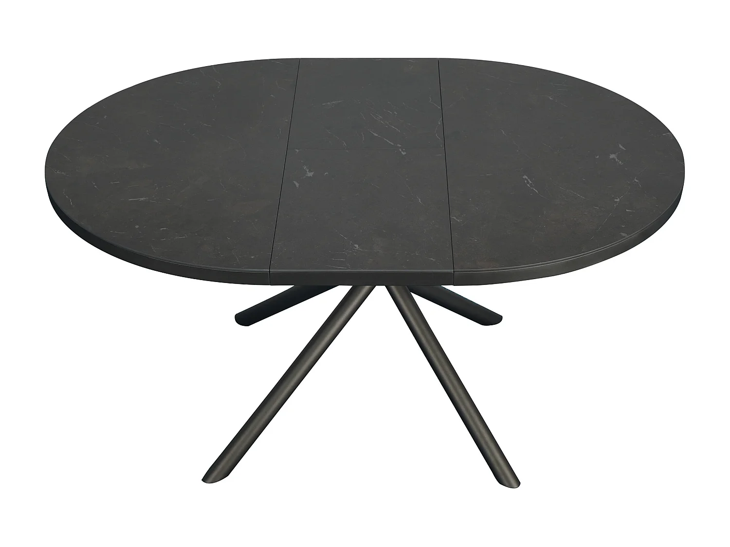 Table à manger extensible 4 à 6 personnes en céramique, MDF et métal - Effet marbre marron et gris - FEROLA