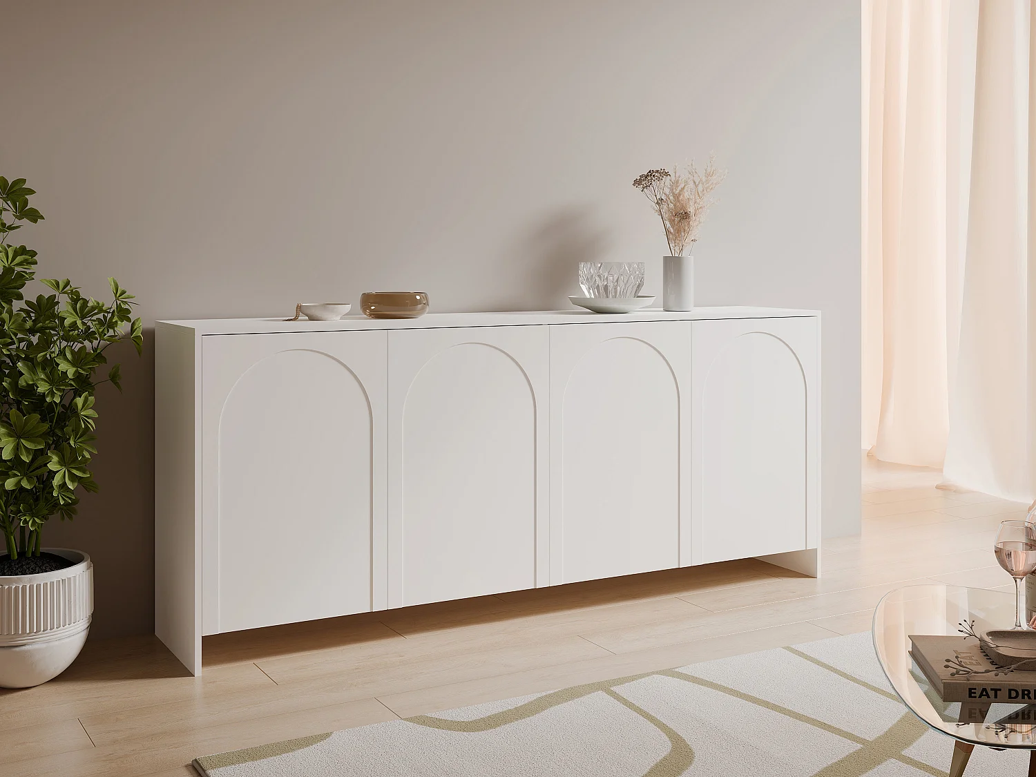 Buffet avec 4 portes - Blanc - NALYRA de Maison Céphy