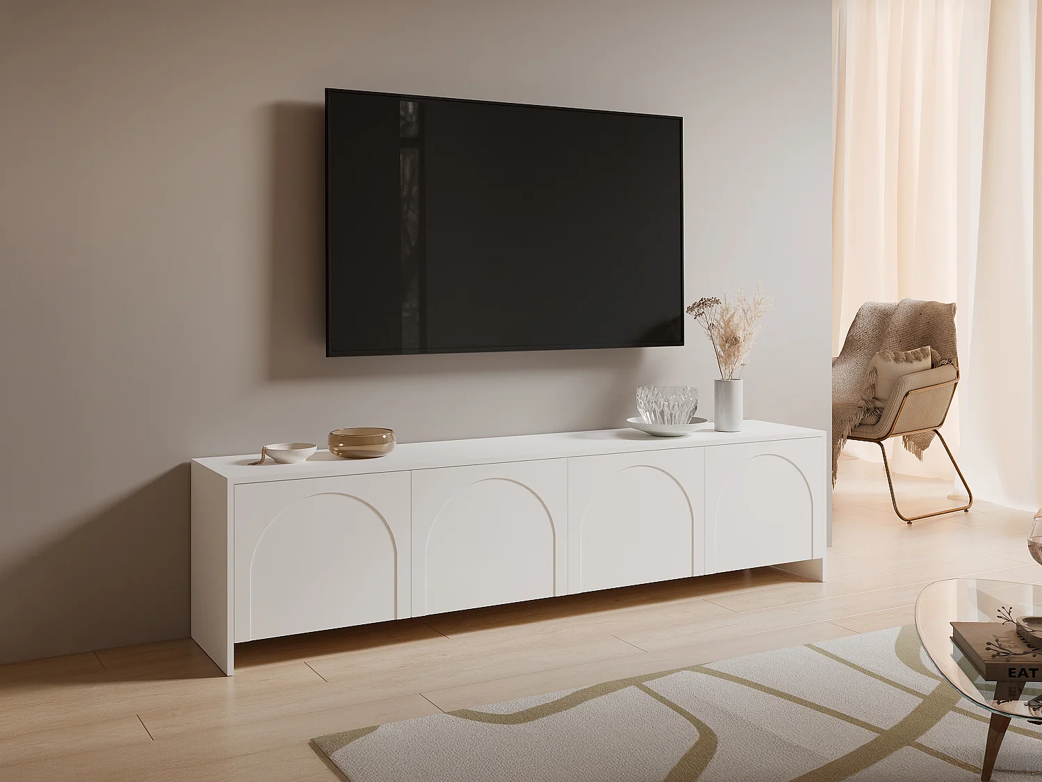Meuble TV avec 4 portes - Blanc - NALYRA de Maison Céphy