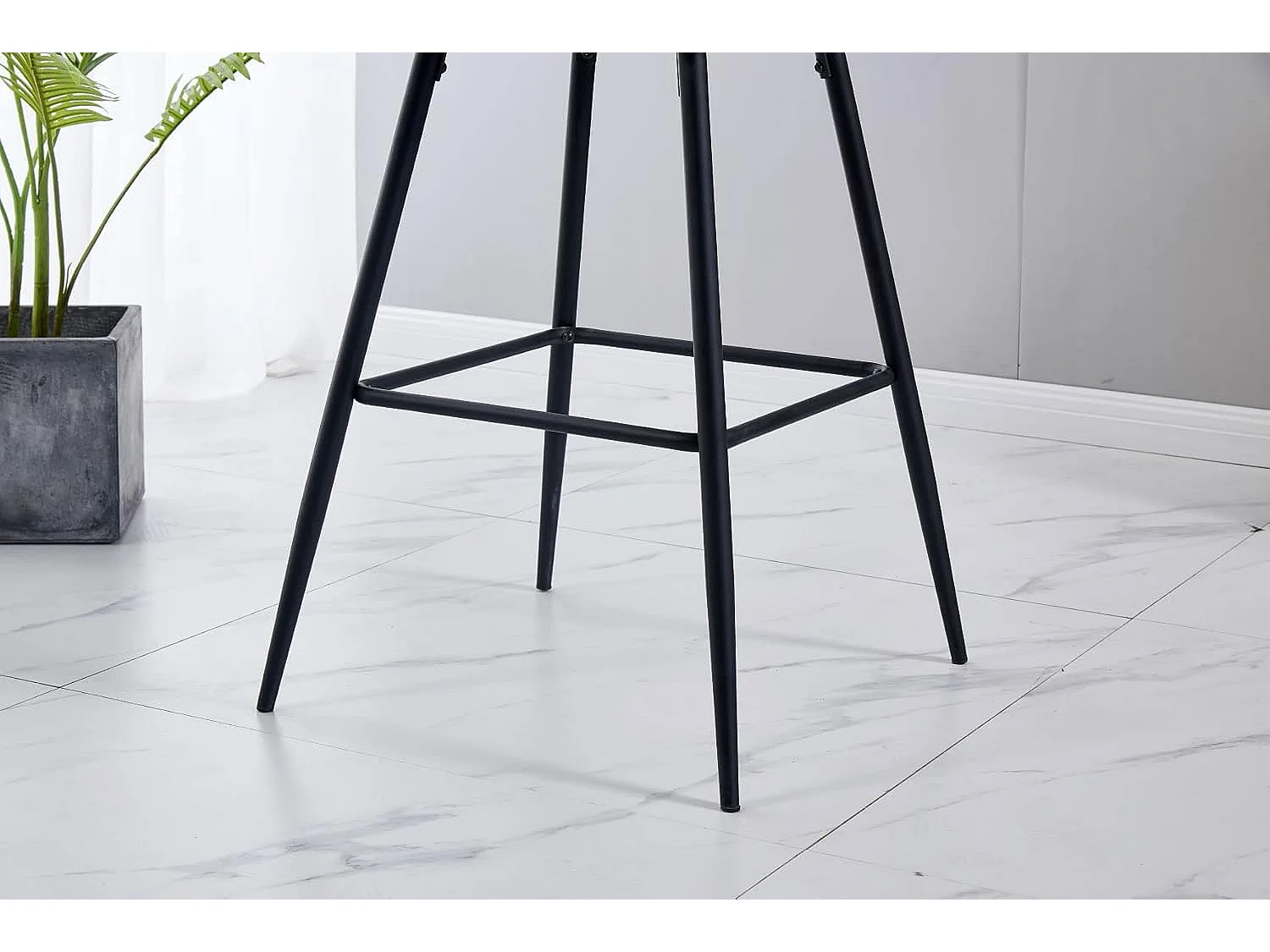 Lot de 2 tabourets de bar, siège en velours avec dossier, accoudoir et repose-pieds métallique, pour bistrots,bar ou bureaux (2, Gris)