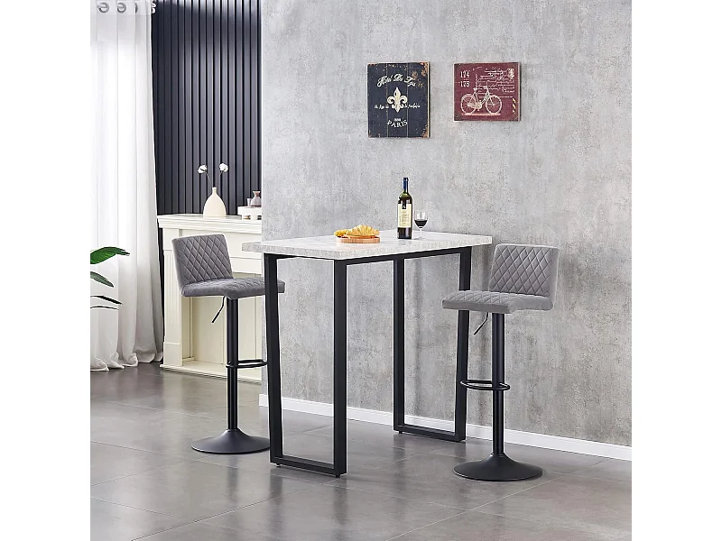 Lot de 2 Tabourets de Bar avec Dossier,Hauteur Réglable ,Repose-Pieds,360° Rotation, pour Bistrots,Bar ou Bureau (2, Gris)