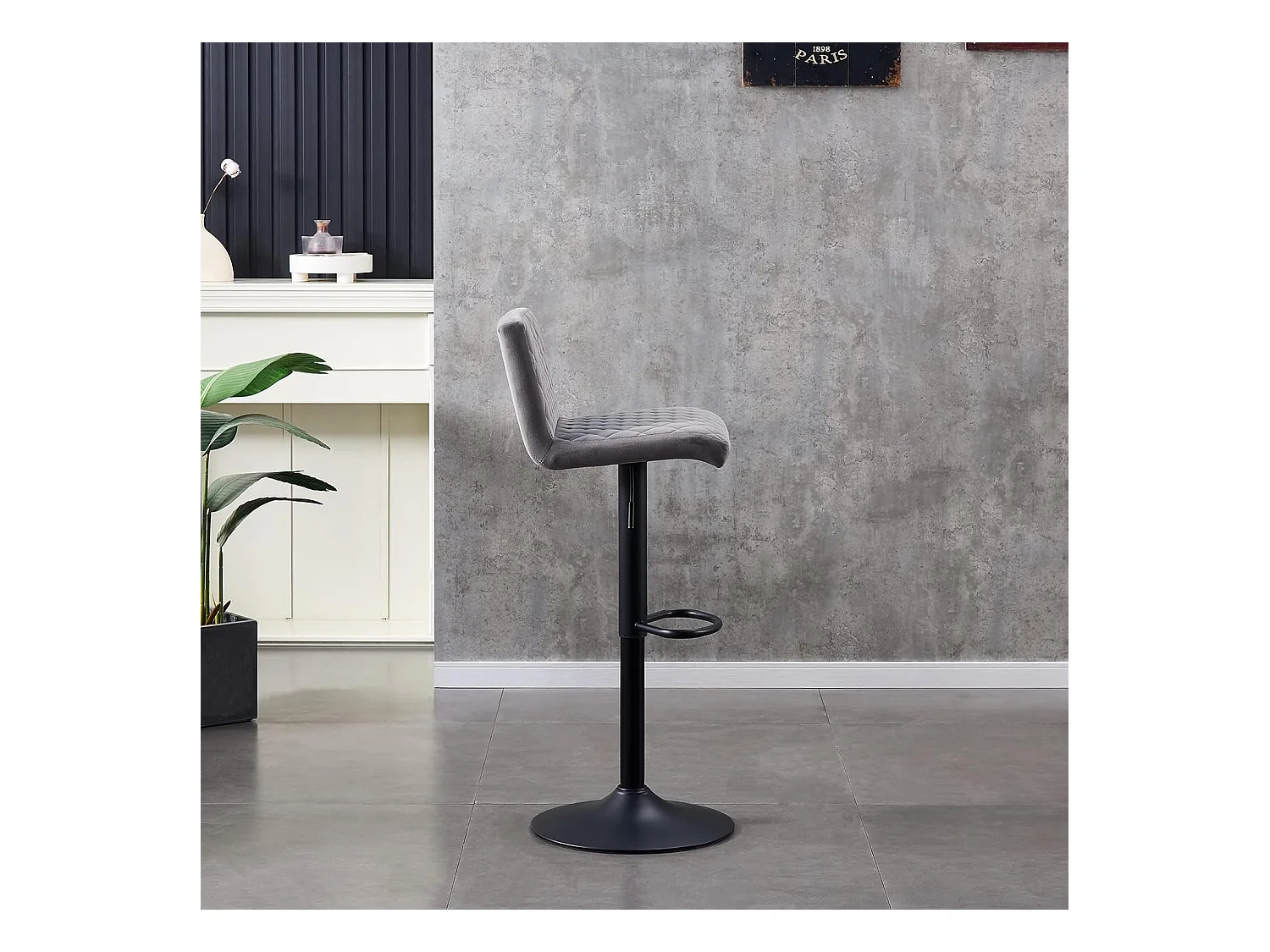 Lot de 2 Tabourets de Bar avec Dossier,Hauteur Réglable ,Repose-Pieds,360° Rotation, pour Bistrots,Bar ou Bureau (2, Gris)