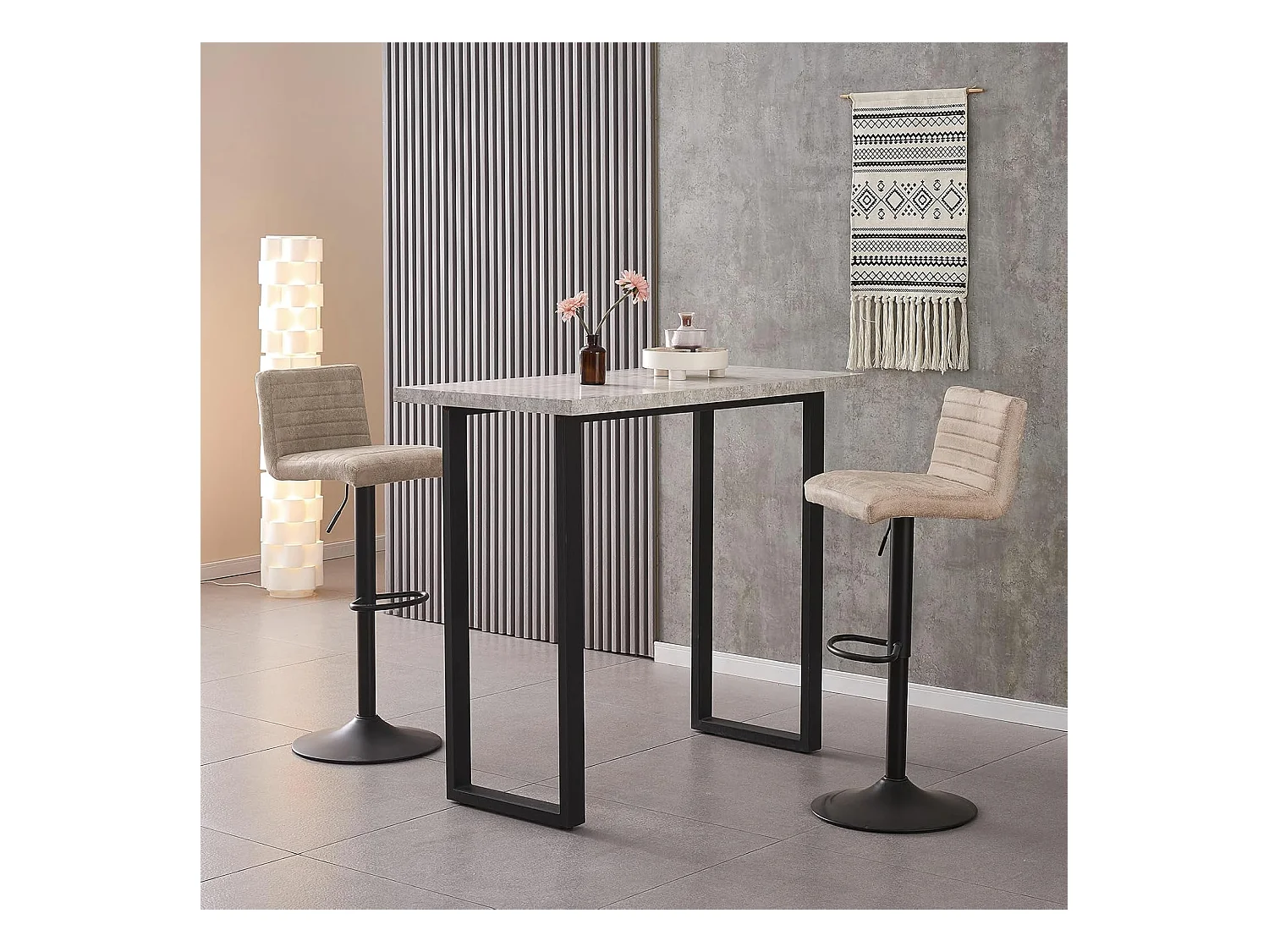 Lot de 2 Tabourets de Bar avec Dossier,Hauteur Réglable ,Repose-Pieds,360° Rotation, pour Bistrots,Bar ou Bureau (2, Beige Cuir)