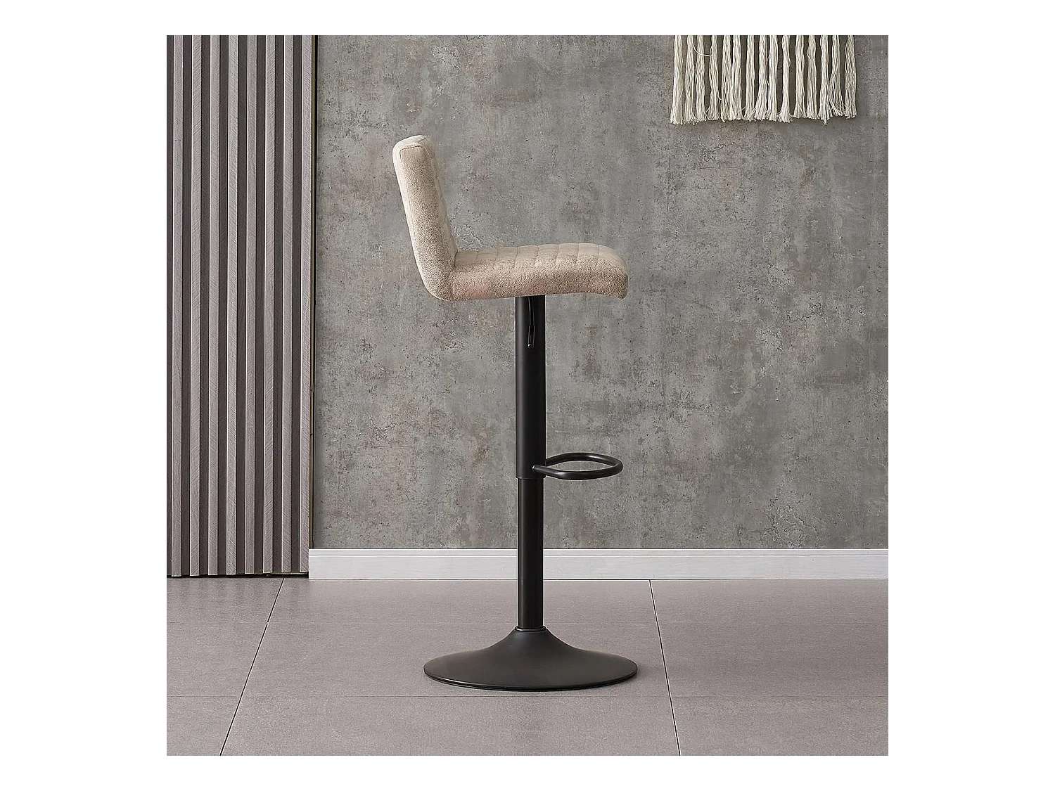 Lot de 2 Tabourets de Bar avec Dossier,Hauteur Réglable ,Repose-Pieds,360° Rotation, pour Bistrots,Bar ou Bureau (2, Beige Cuir)