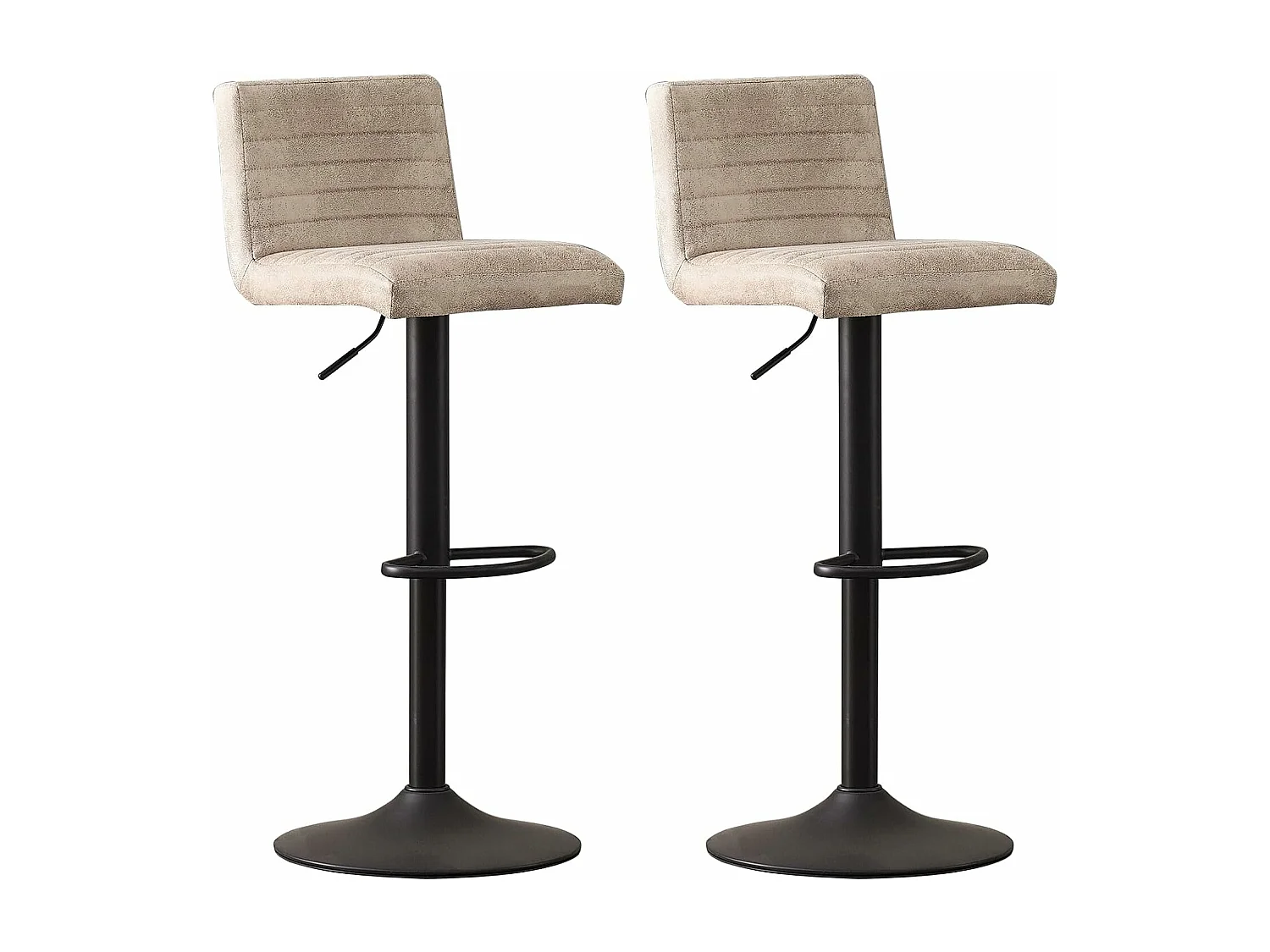 Lot de 2 Tabourets de Bar avec Dossier,Hauteur Réglable ,Repose-Pieds,360° Rotation, pour Bistrots,Bar ou Bureau (2, Beige Cuir)