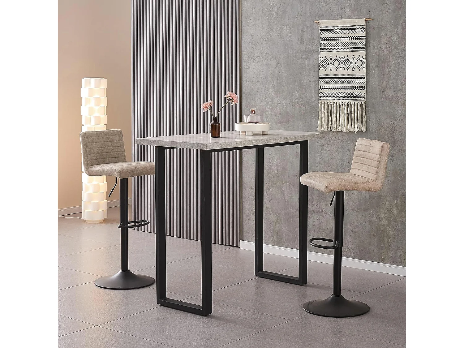 Lot de 2 Tabourets de Bar avec Dossier,Hauteur Réglable ,Repose-Pieds,360° Rotation, pour Bistrots,Bar ou Bureau (2, Beige Cuir)