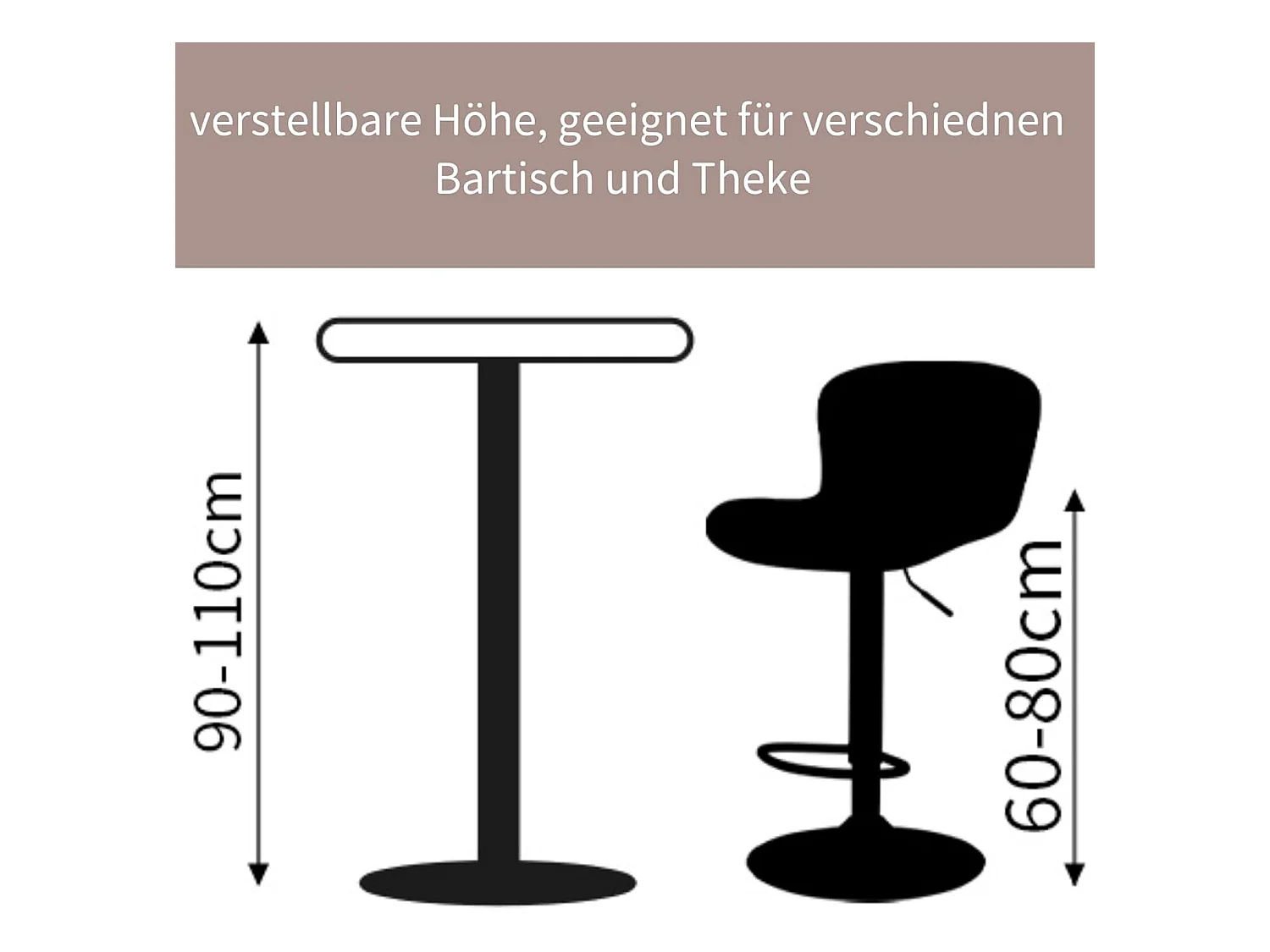 Lot de 2 tabourets de Bar en Simili Cuir avec Dossier, Hauteur réglable, pivotants à 360°, pour Bar, Cuisine, Bistro, Salle à Manger et café (2, Gris)