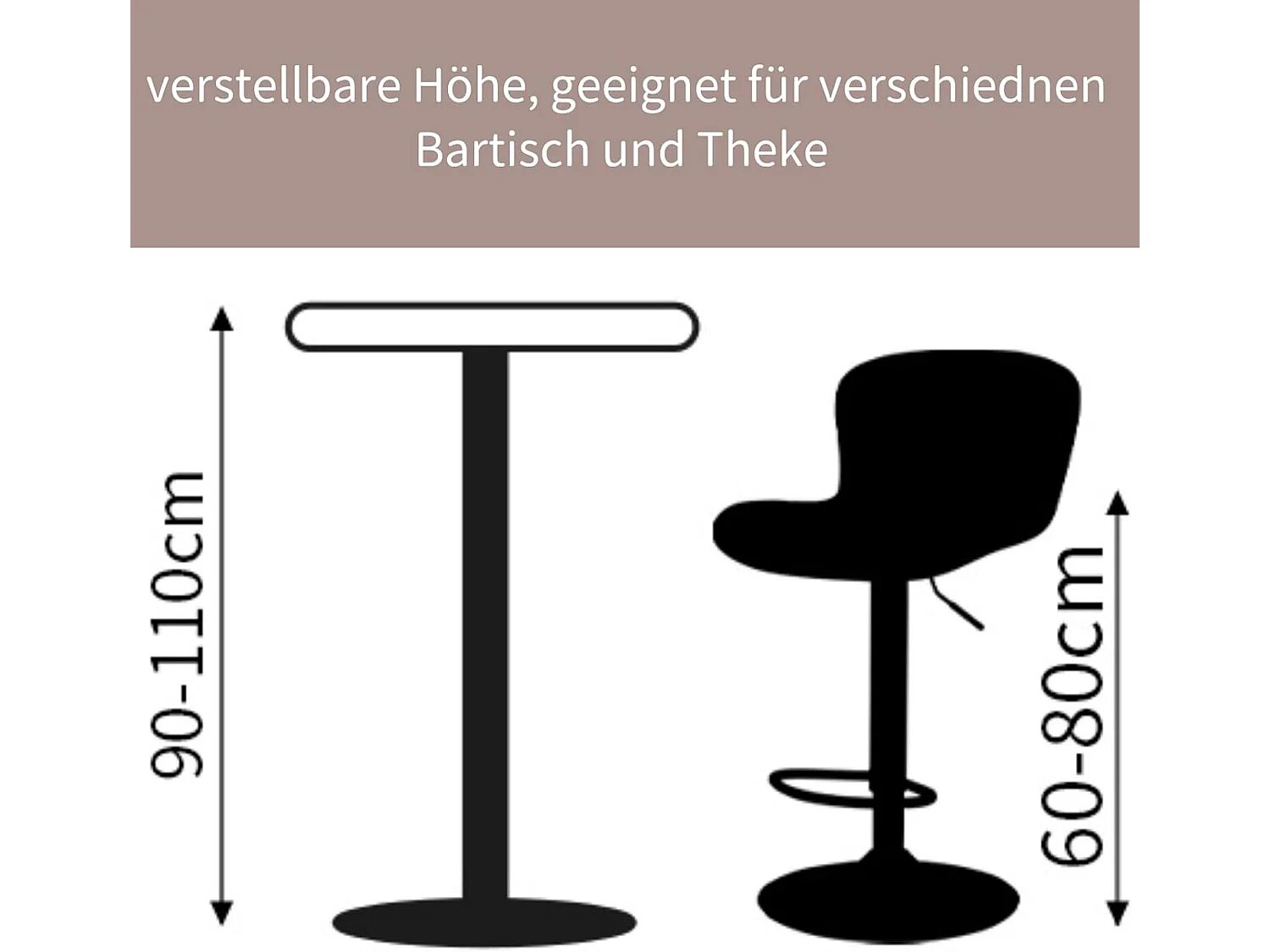Lot de 2 tabourets de Bar en Simili Cuir avec Dossier, Hauteur réglable, pivotants à 360°, pour Bar, Cuisine, Bistro, Salle à Manger et café (2, Gris)