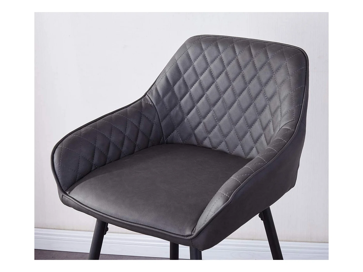 Lot de 2 tabourets de bar, siège en similicuir avec dossier, accoudoirs et repose-pieds métalliques, pour bistrots, bars ou bureaux (2, Gris Foncé)