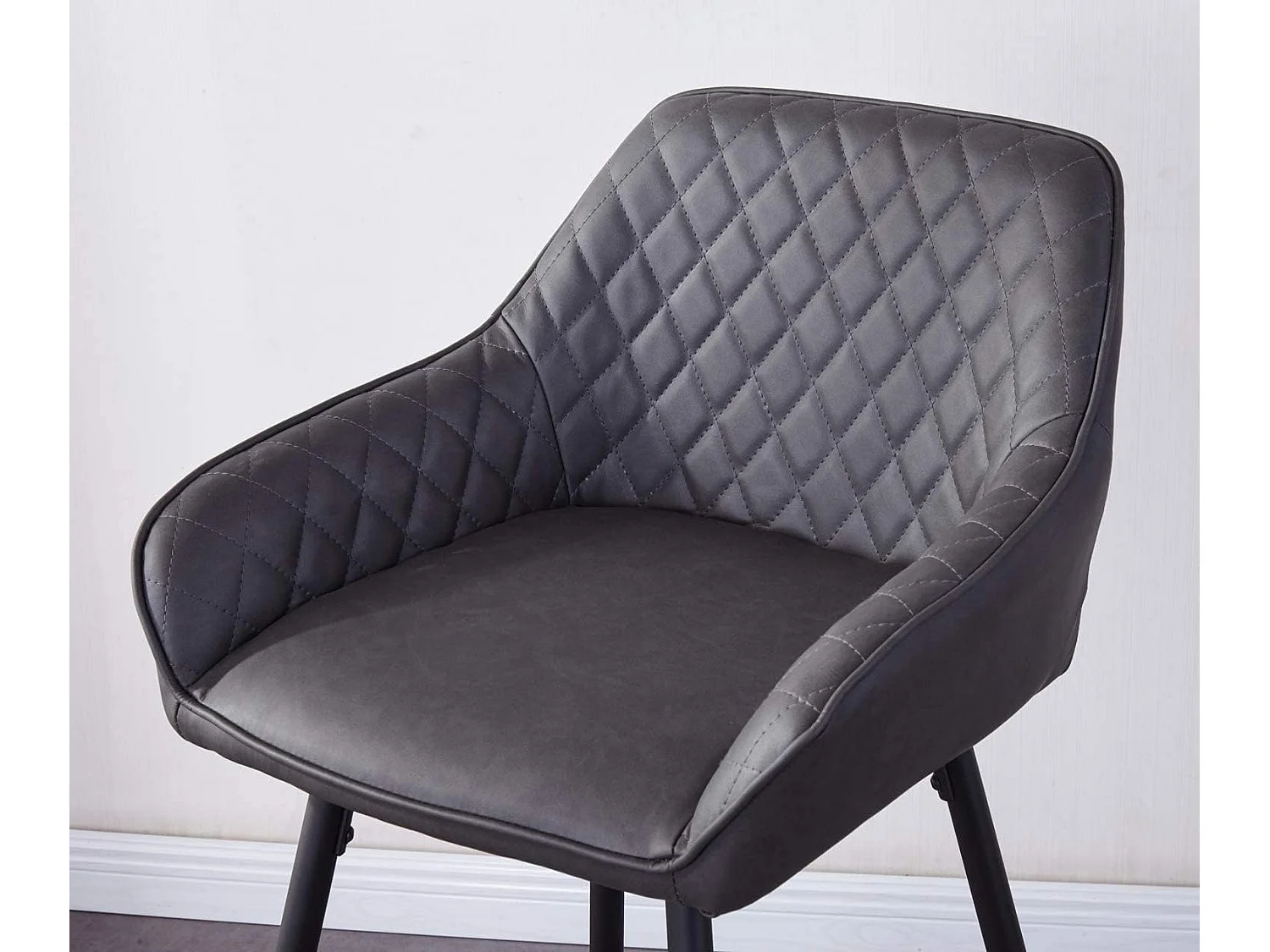 Lot de 2 tabourets de bar, siège en similicuir avec dossier, accoudoirs et repose-pieds métalliques, pour bistrots, bars ou bureaux (2, Gris Foncé)