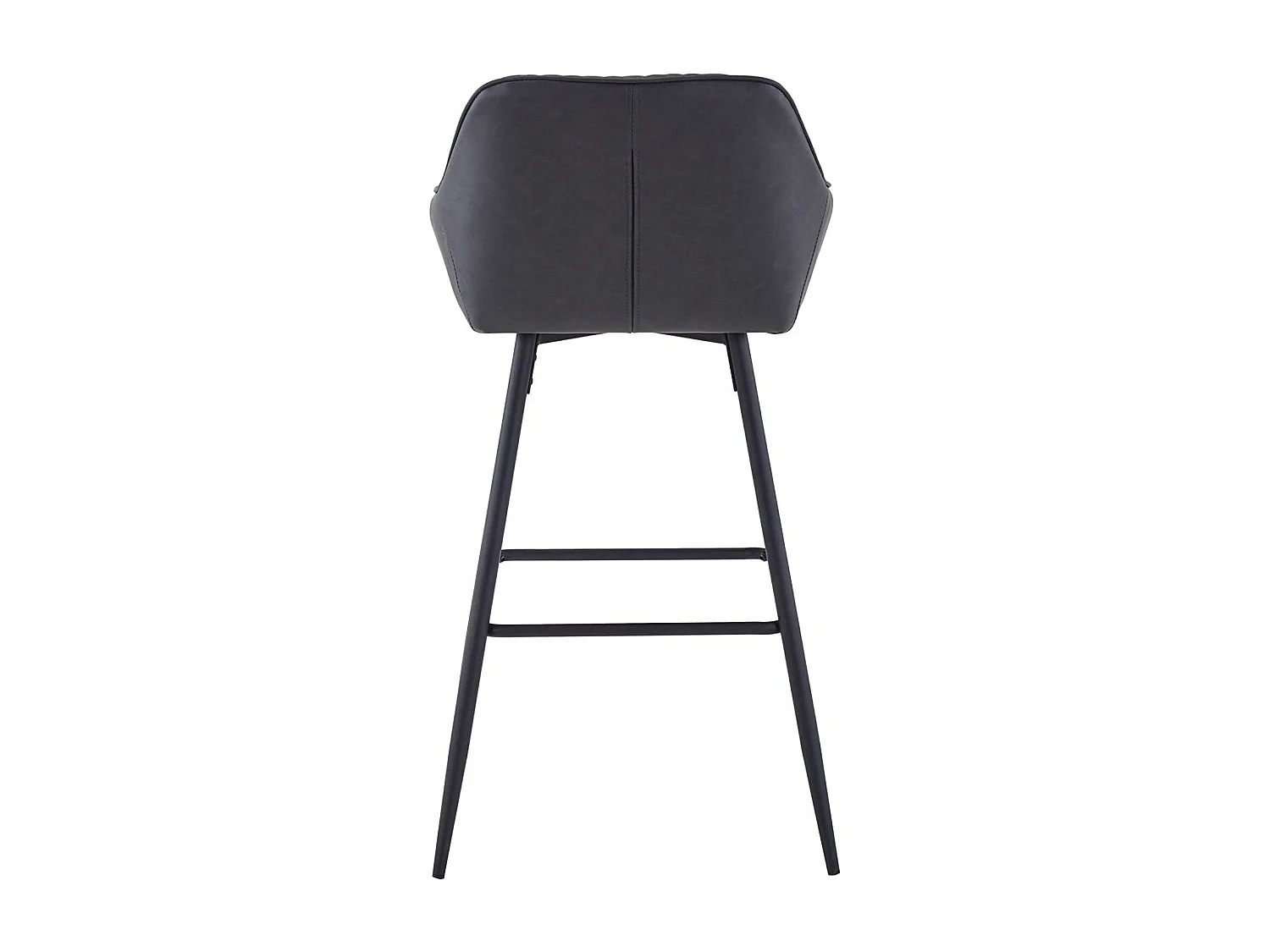 Lot de 2 tabourets de bar, siège en similicuir avec dossier, accoudoirs et repose-pieds métalliques, pour bistrots, bars ou bureaux (2, Gris Foncé)