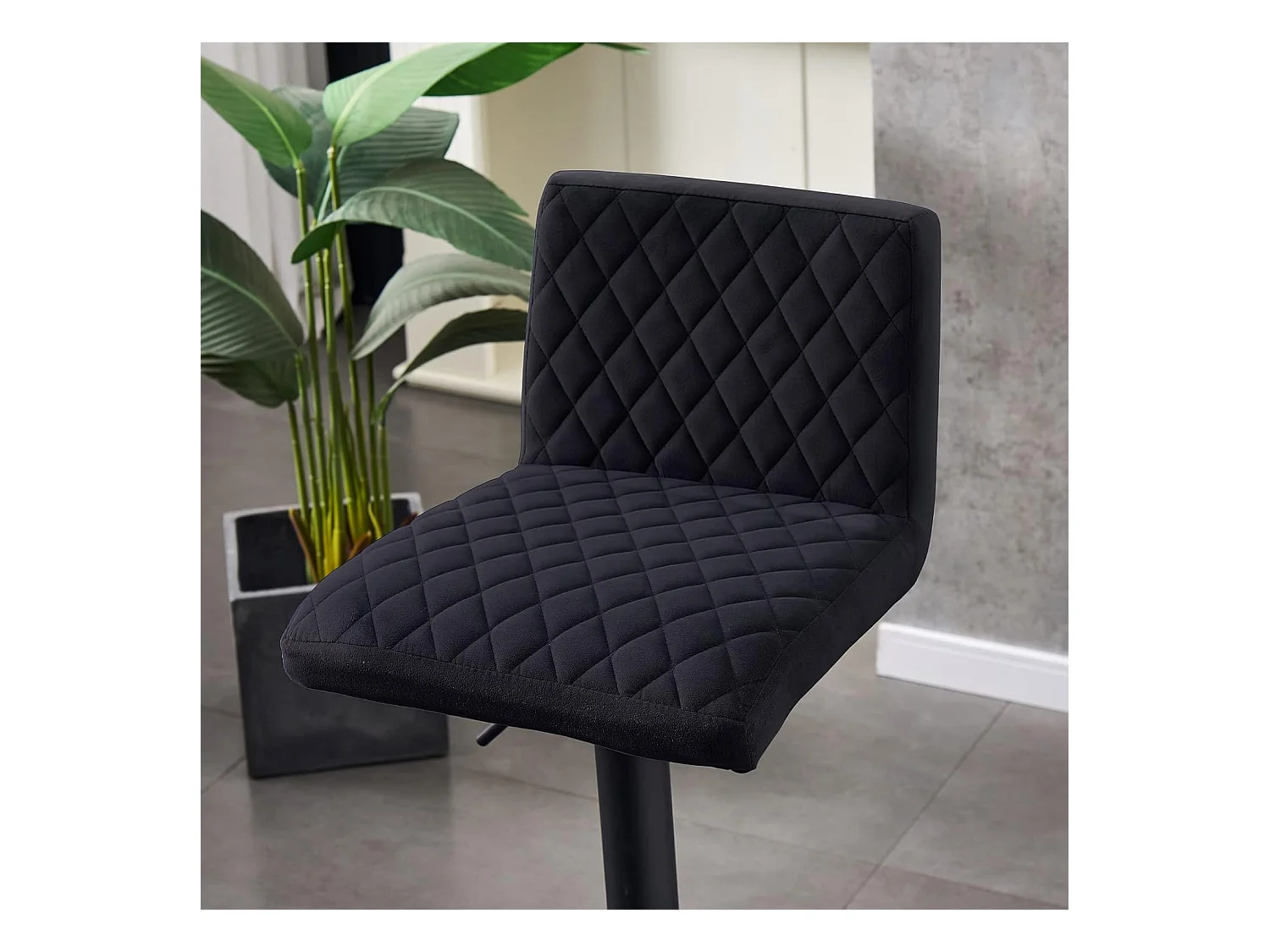 Lot de 2 Tabourets de Bar avec Dossier,Hauteur Réglable ,Repose-Pieds,360° Rotation, pour Bistrots,Bar ou Bureau (2, Noir)