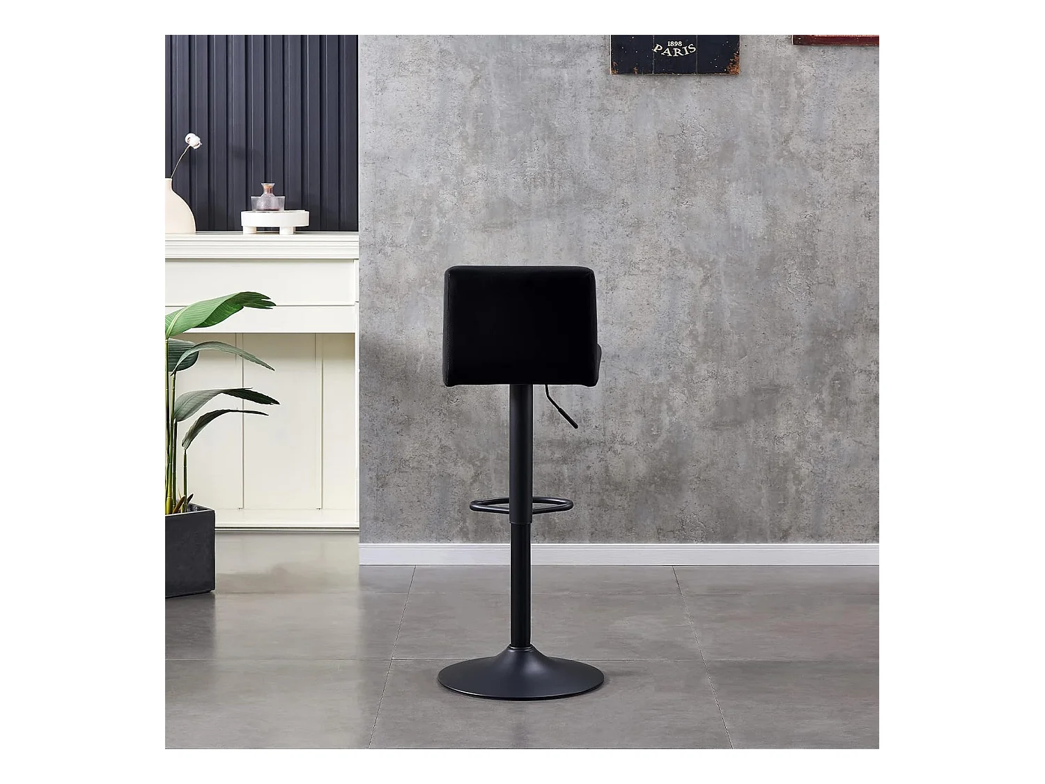 Lot de 2 Tabourets de Bar avec Dossier,Hauteur Réglable ,Repose-Pieds,360° Rotation, pour Bistrots,Bar ou Bureau (2, Noir)